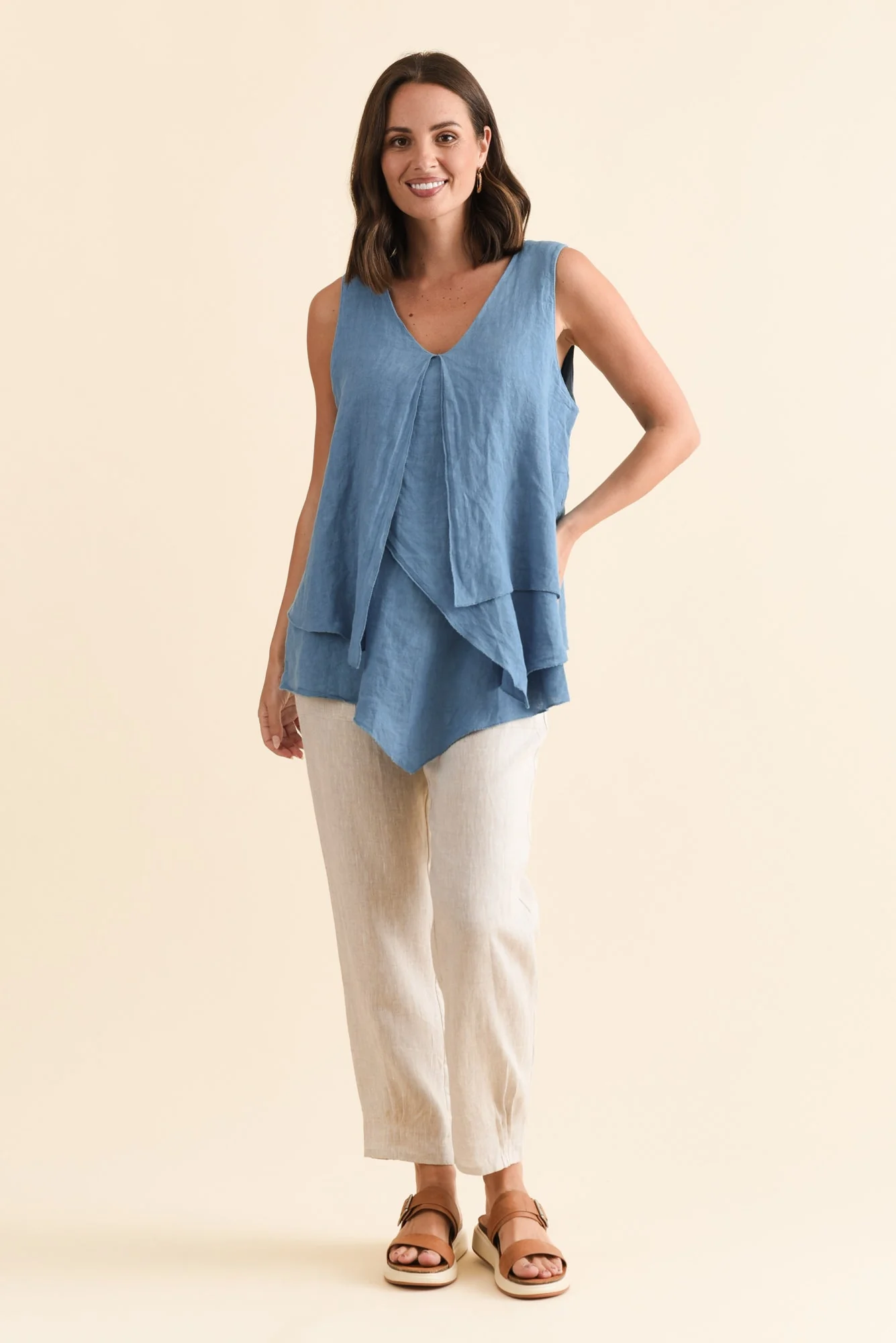 Lagos Steel Linen Layered Tank - Image 6
