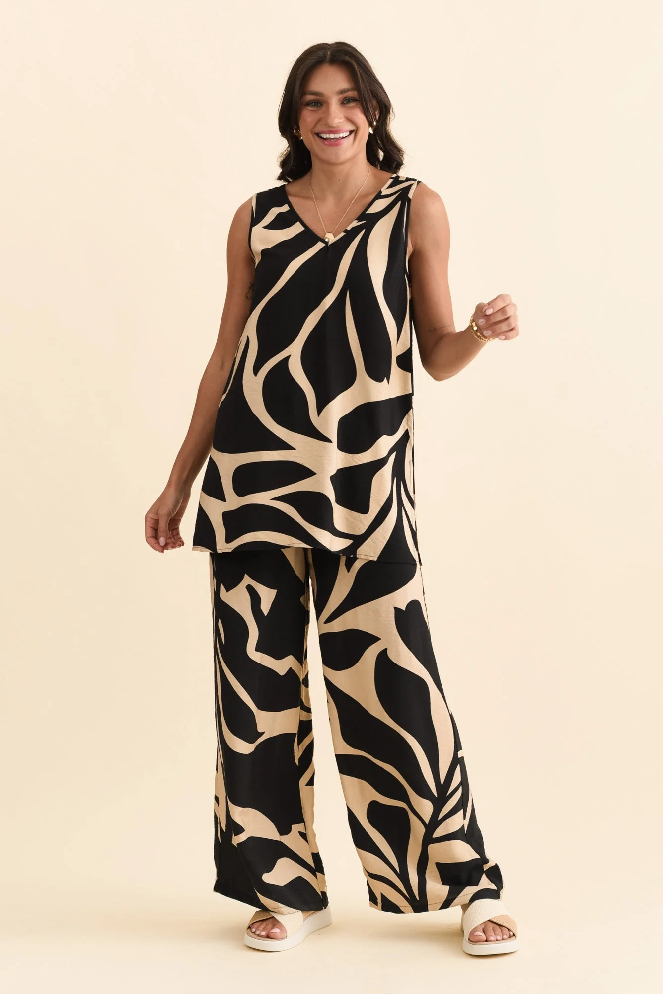 Lana Black Abstract Tunic Tank - Image 2