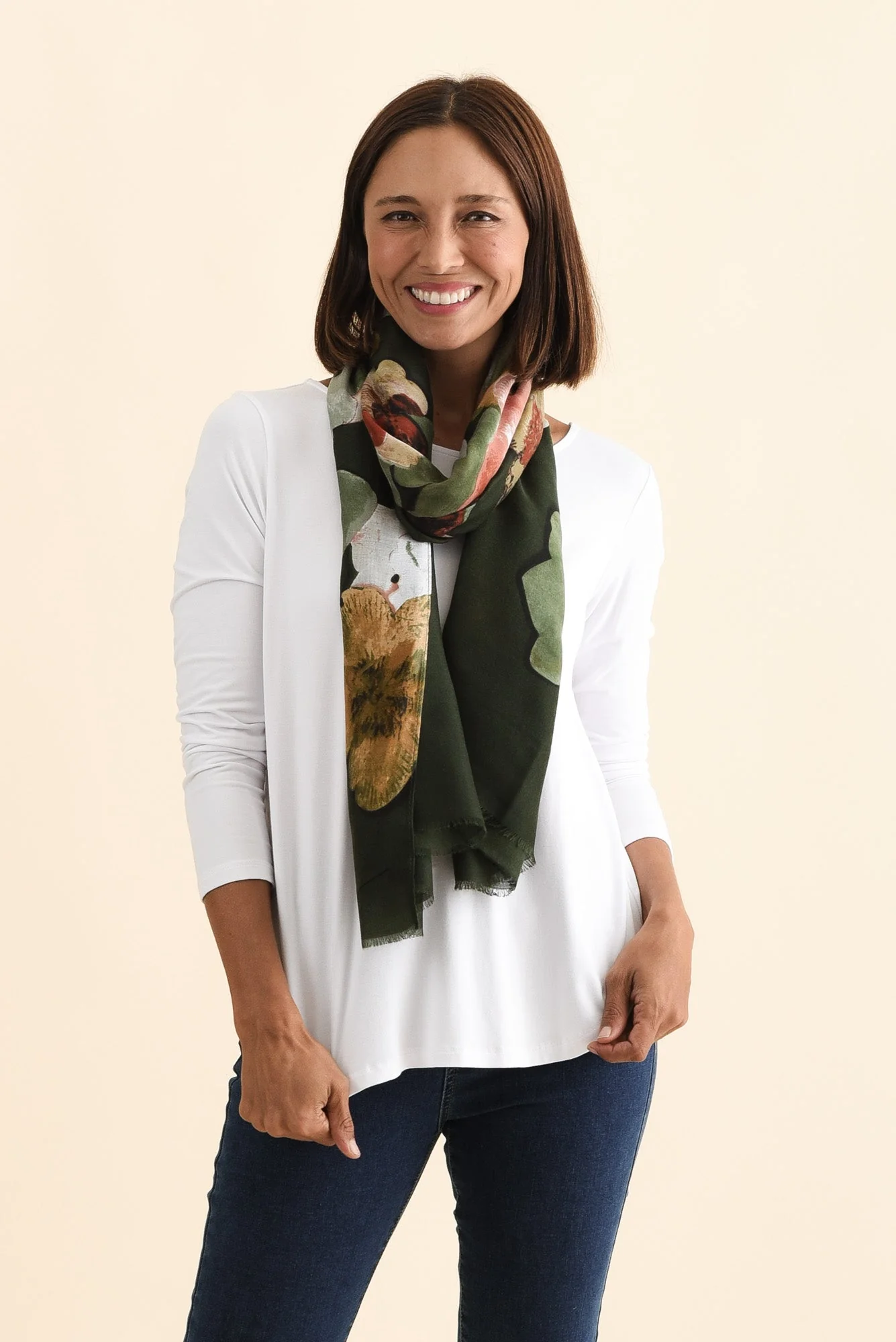 Landry Green Flower Scarf