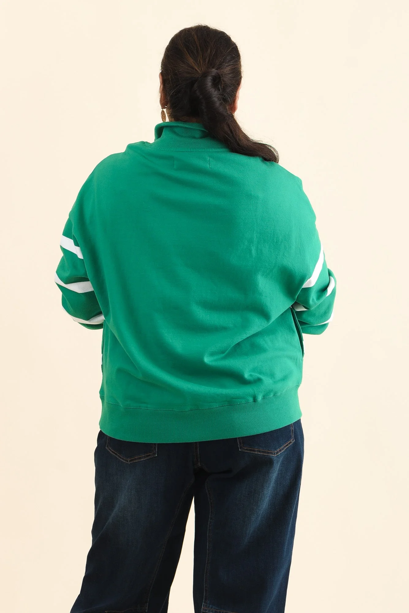 Lane Green Stripe Half Zip Sweatshirt - Image 10