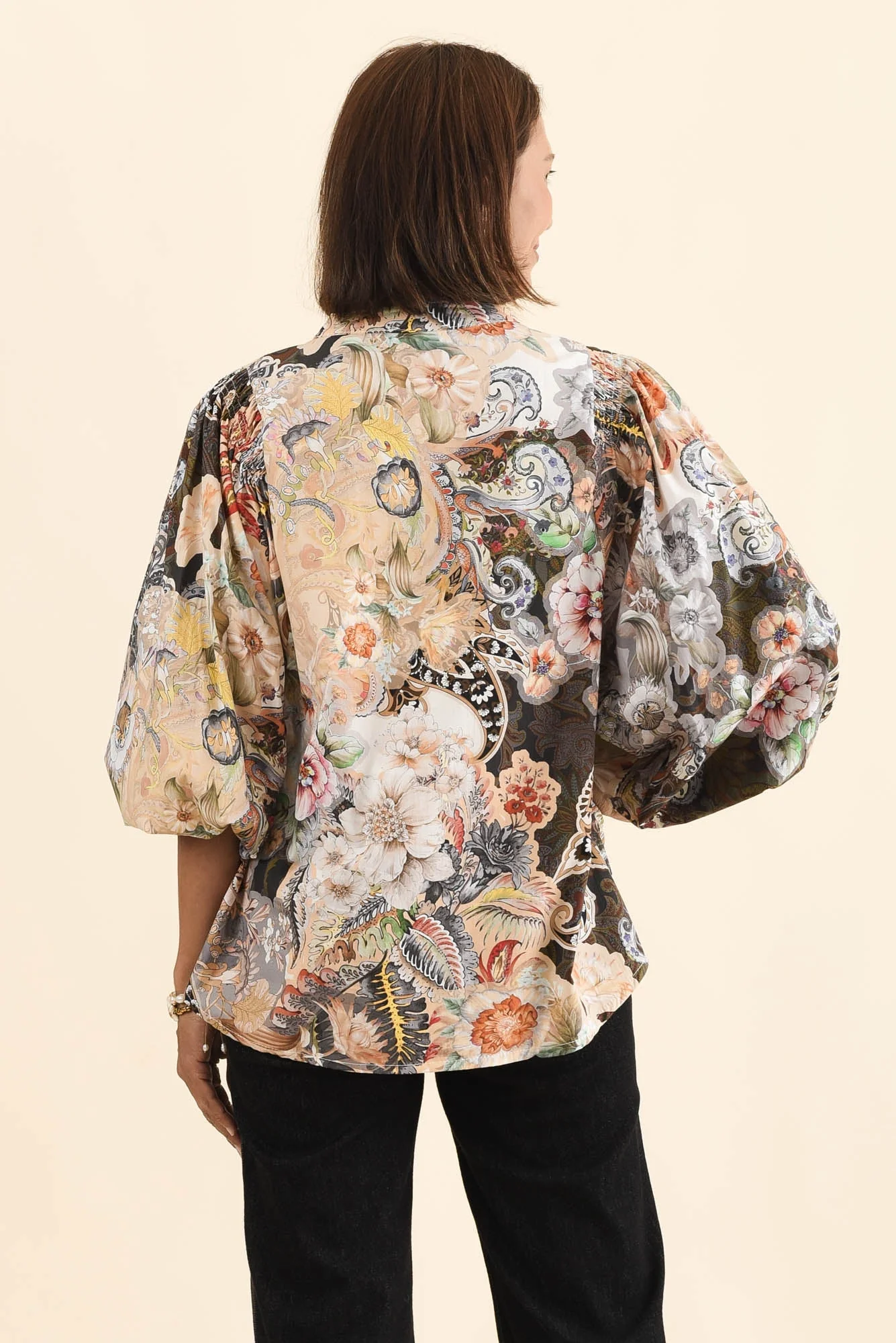 Lang Cream Floral Cotton Blouse - Image 4