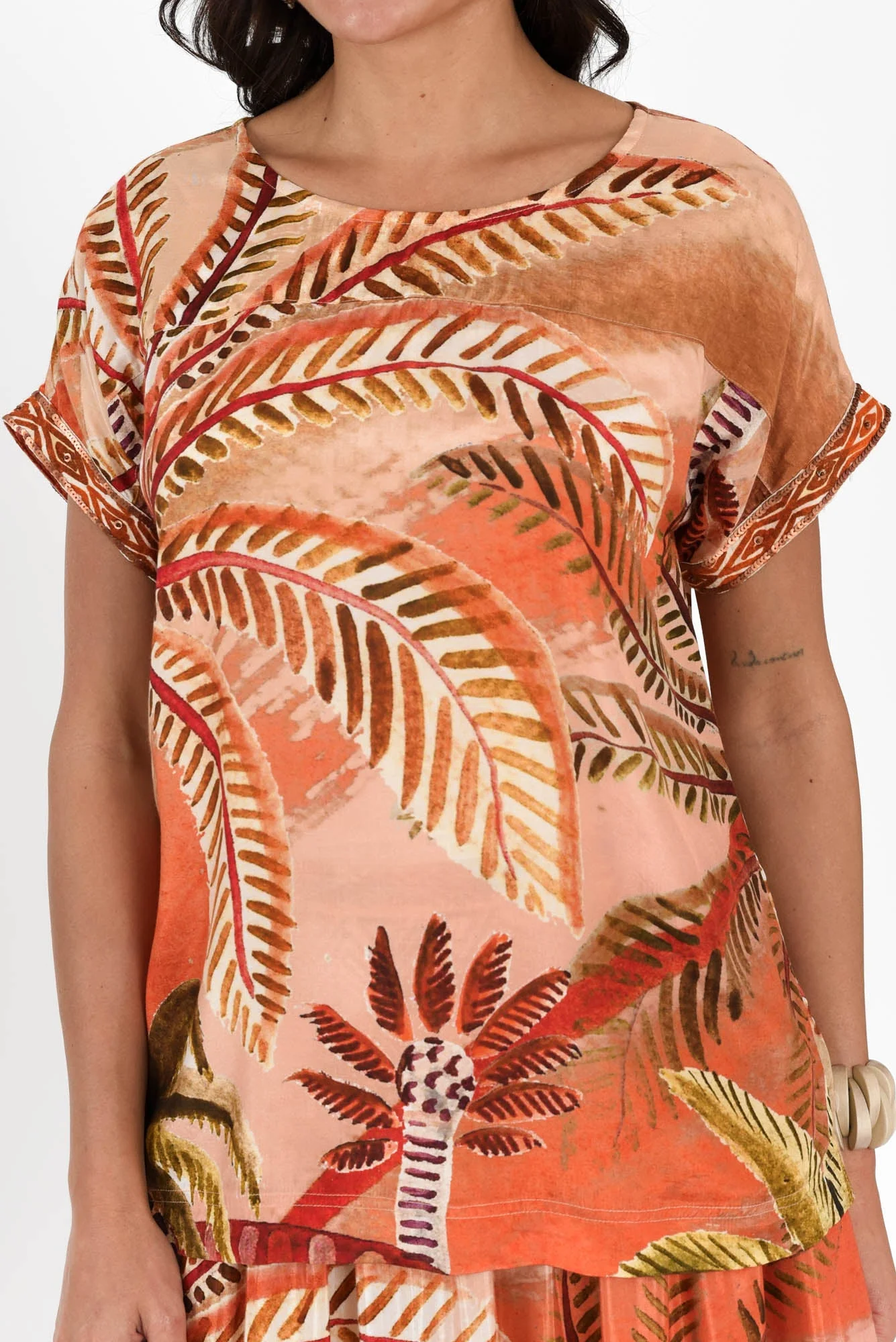 Laszlo Orange Palm Boatneck Tee - Image 5