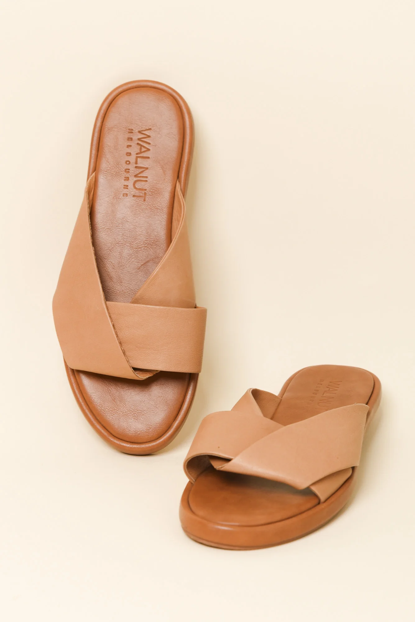 Lauren Tan Leather Crossover Slide - Image 4