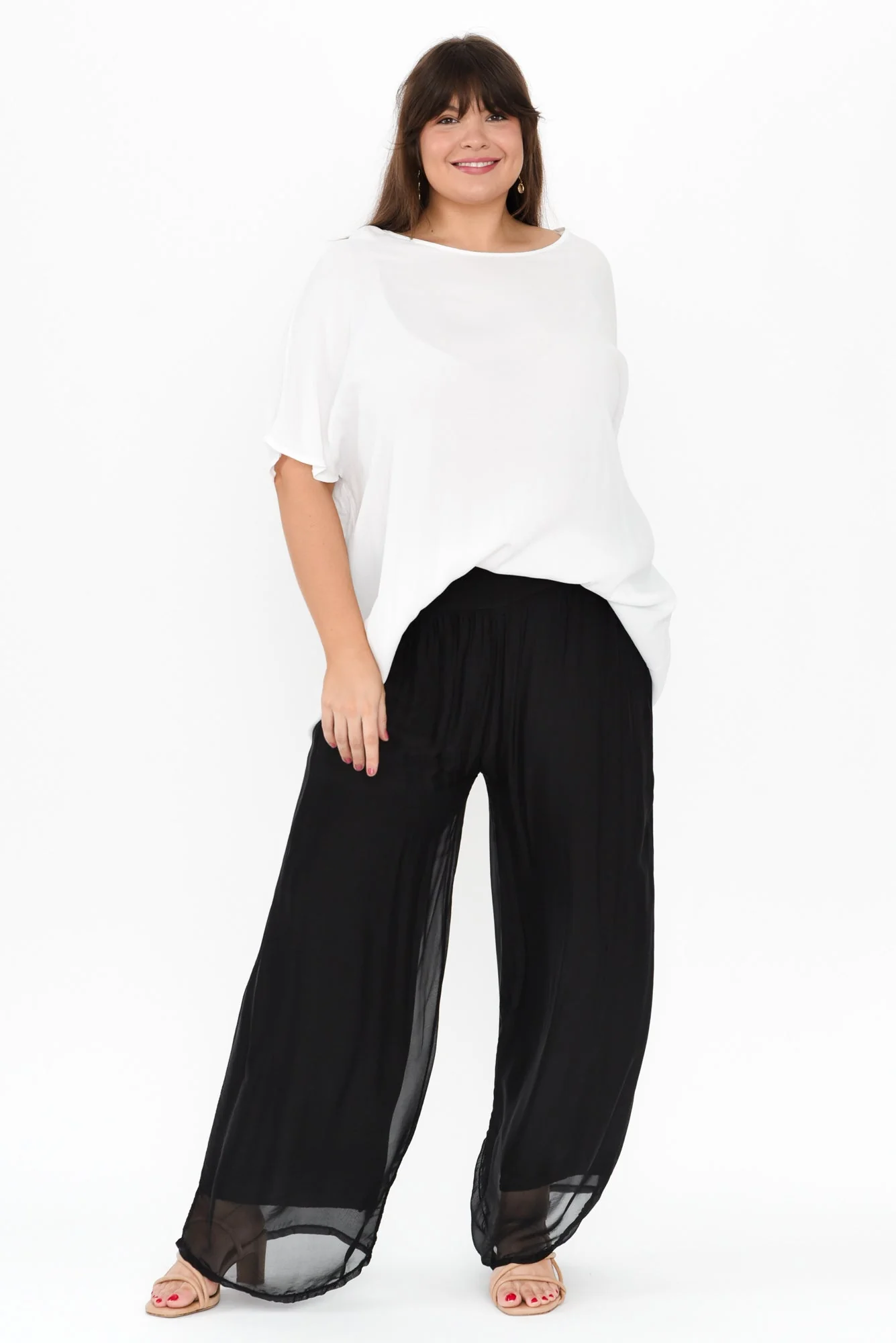 Laurier Black Silk Wide Leg Pants - Image 8