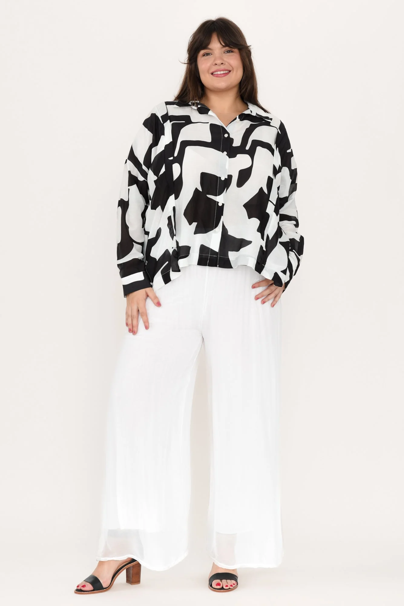 Laurier White Silk Wide Leg Pants - Image 7