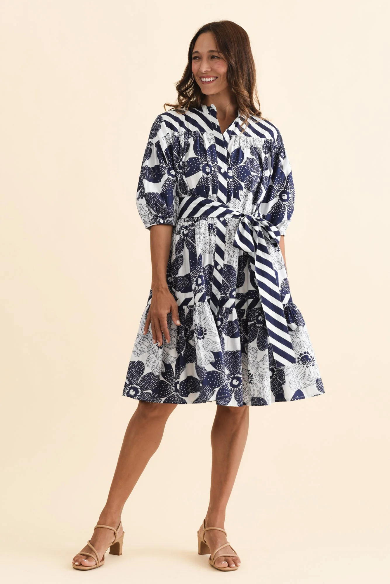 Lazar Navy Floral Cotton Dress - Image 2