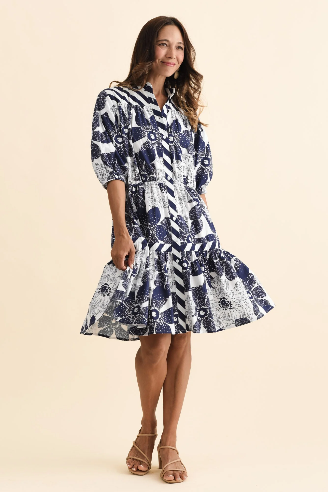 Lazar Navy Floral Cotton Dress - Image 6