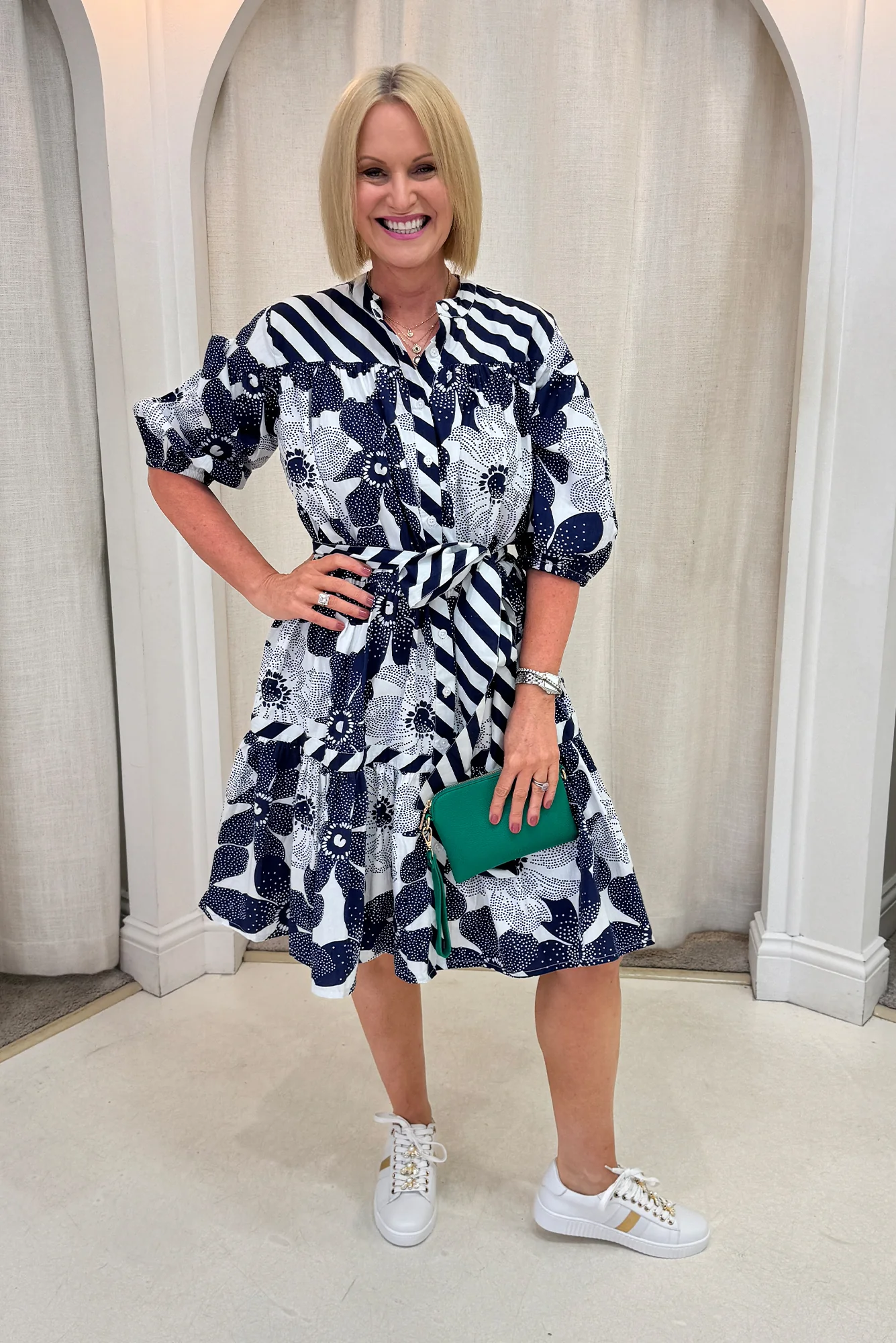 Lazar Navy Floral Cotton Dress - Image 7