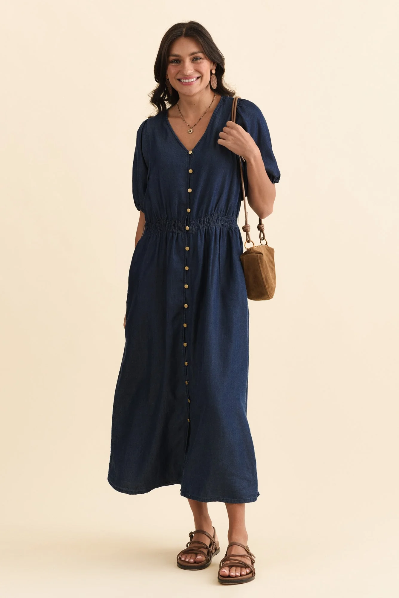 Lee Dark Blue Lyocell Button Dress