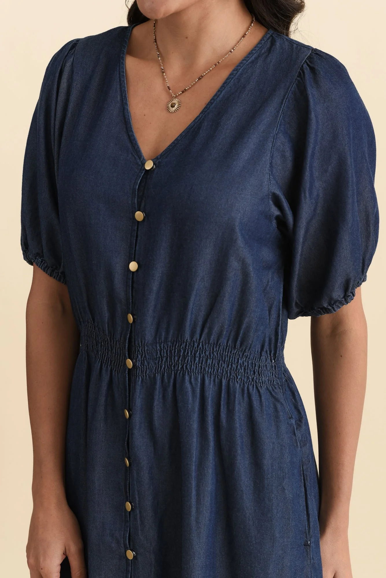 Lee Dark Blue Lyocell Button Dress - Image 5
