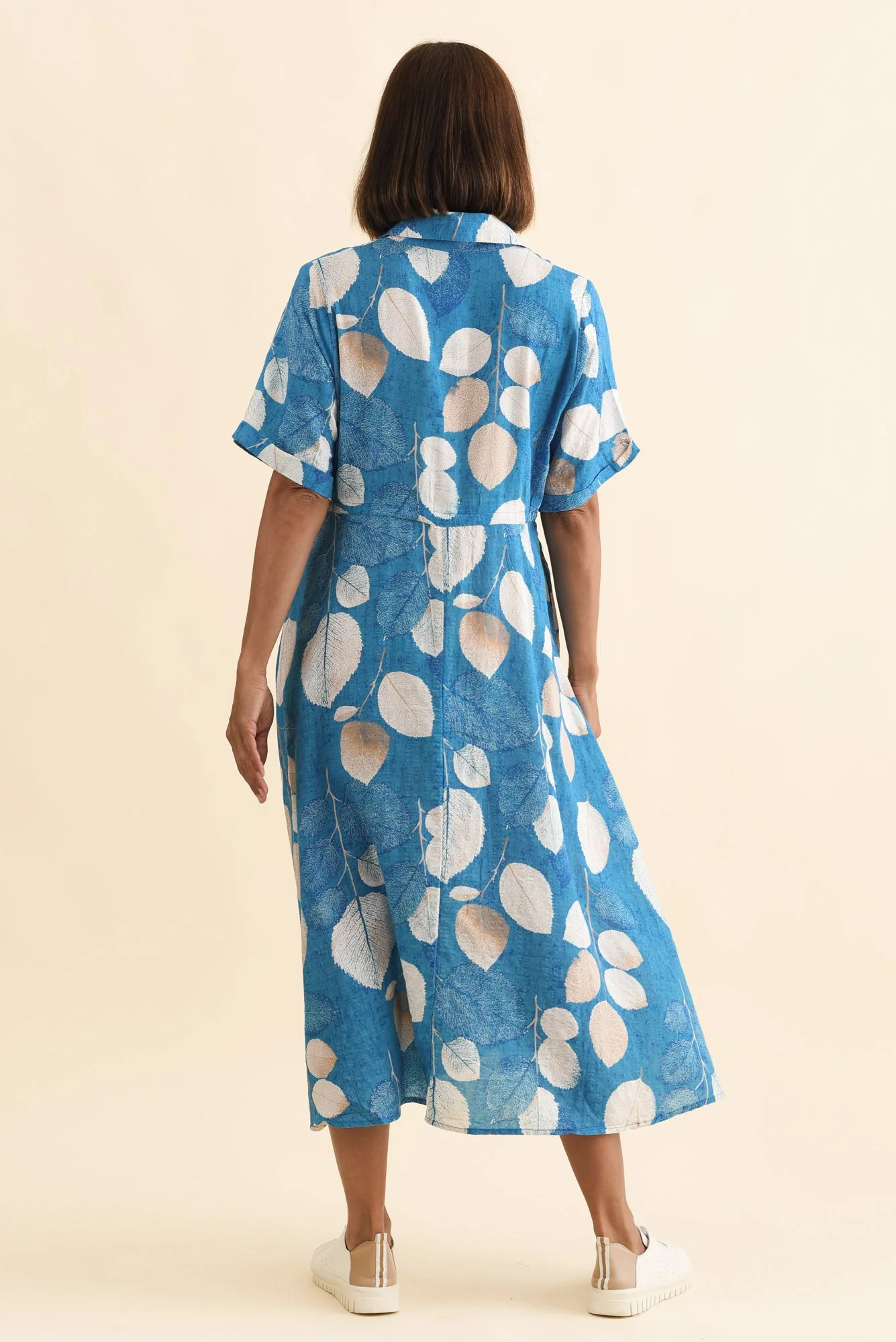 Leigh Blue Leaf Tie Dress - Image 4