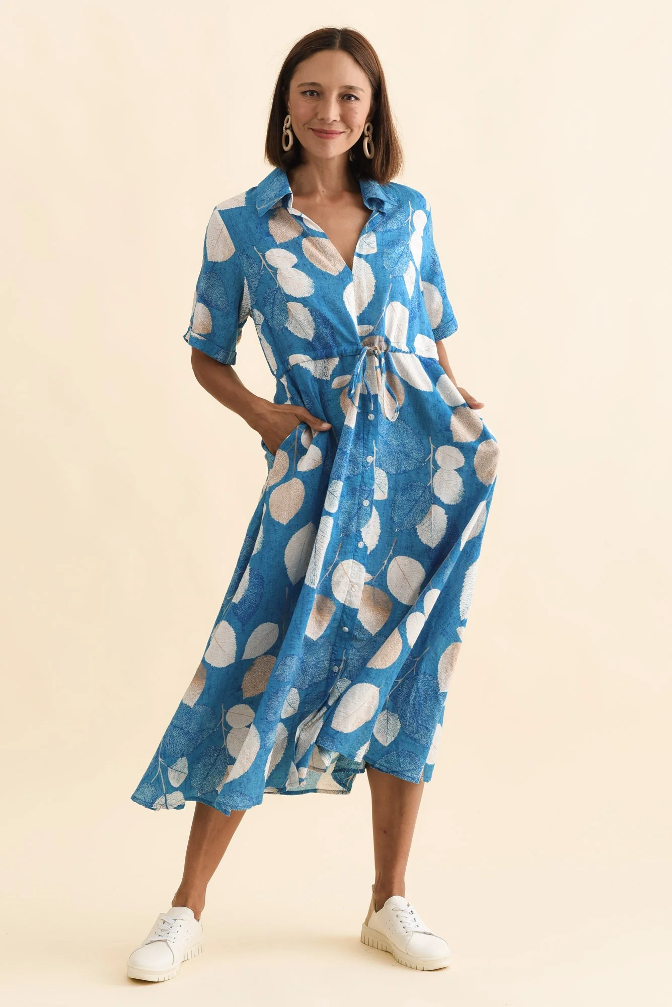 Leigh Blue Leaf Tie Dress - Image 6