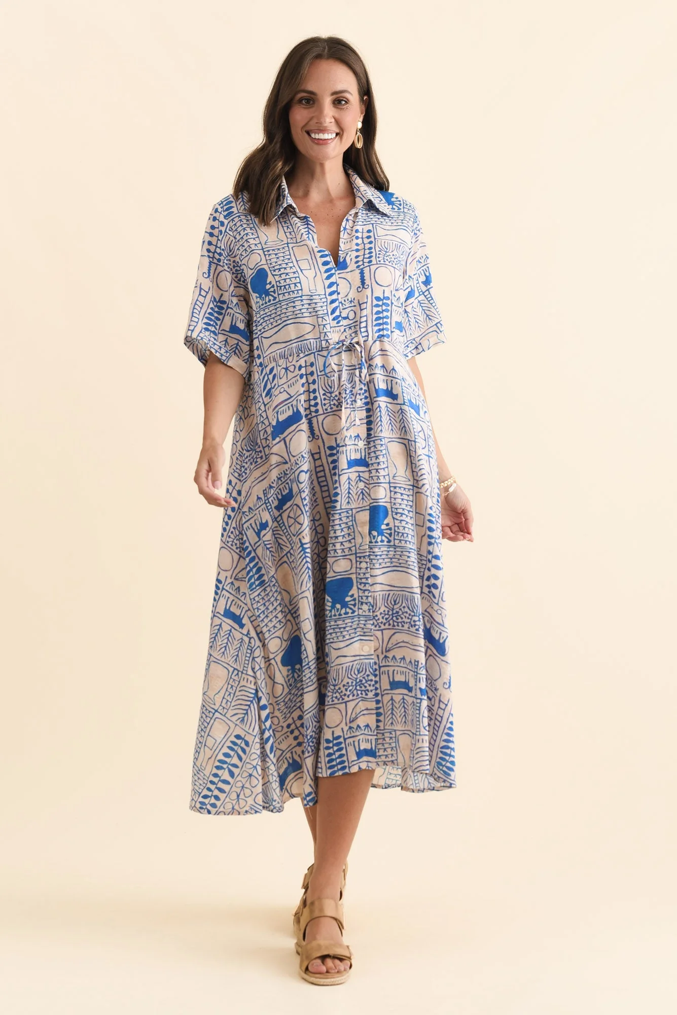 Leigh Blue Mosaic Tie Dress - Image 2