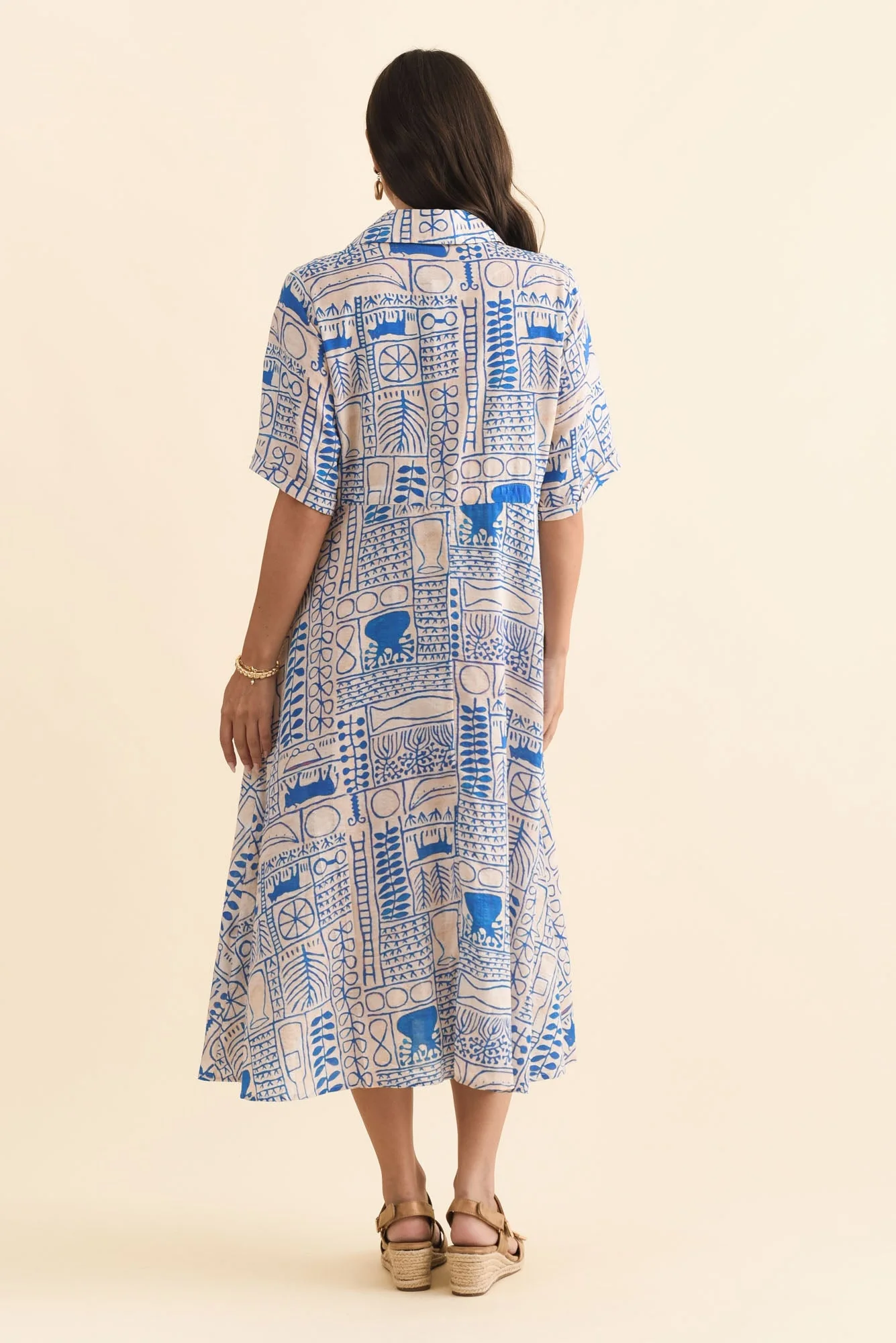 Leigh Blue Mosaic Tie Dress - Image 4