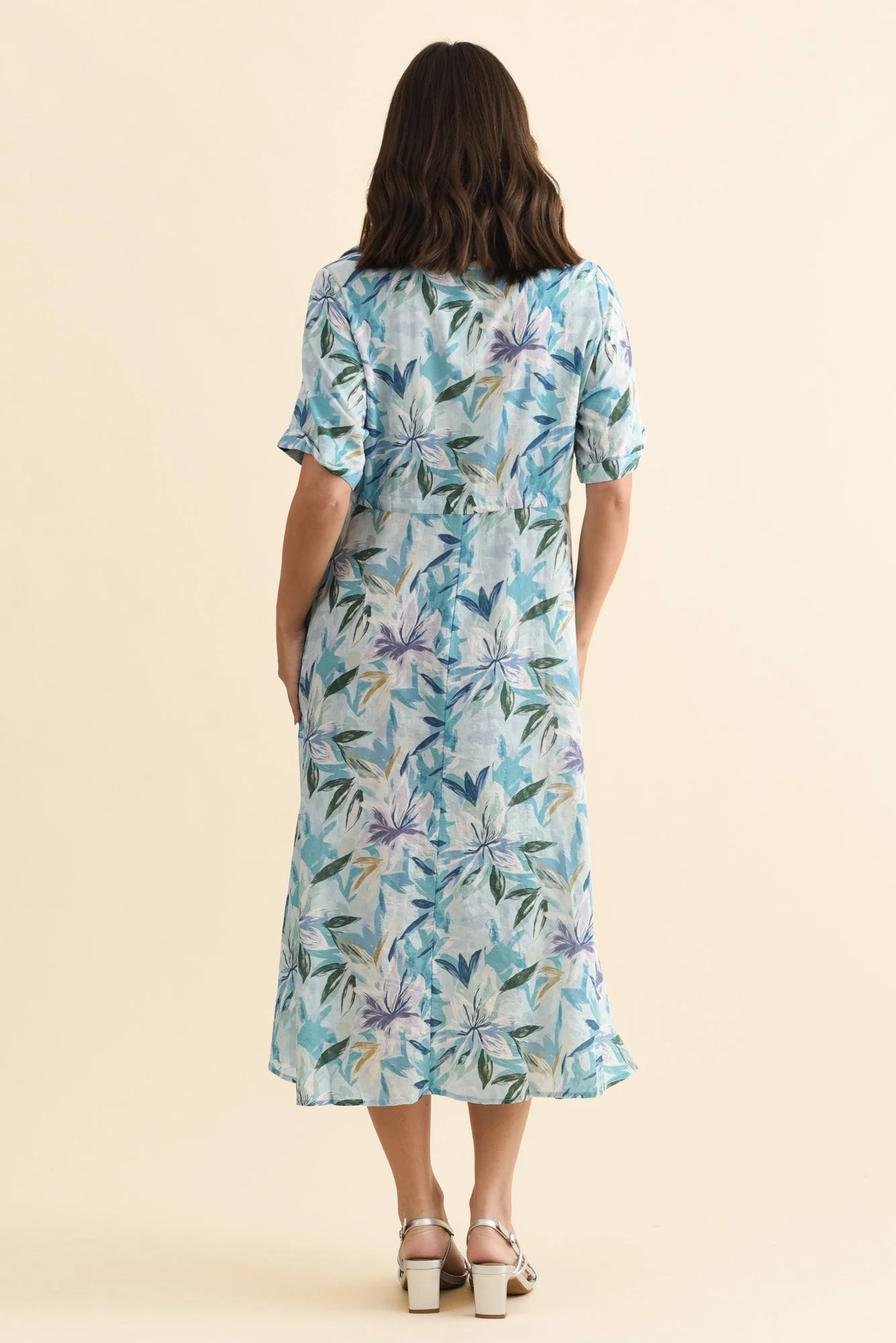 Leigh Blue Tropical Tie Dress - Image 4