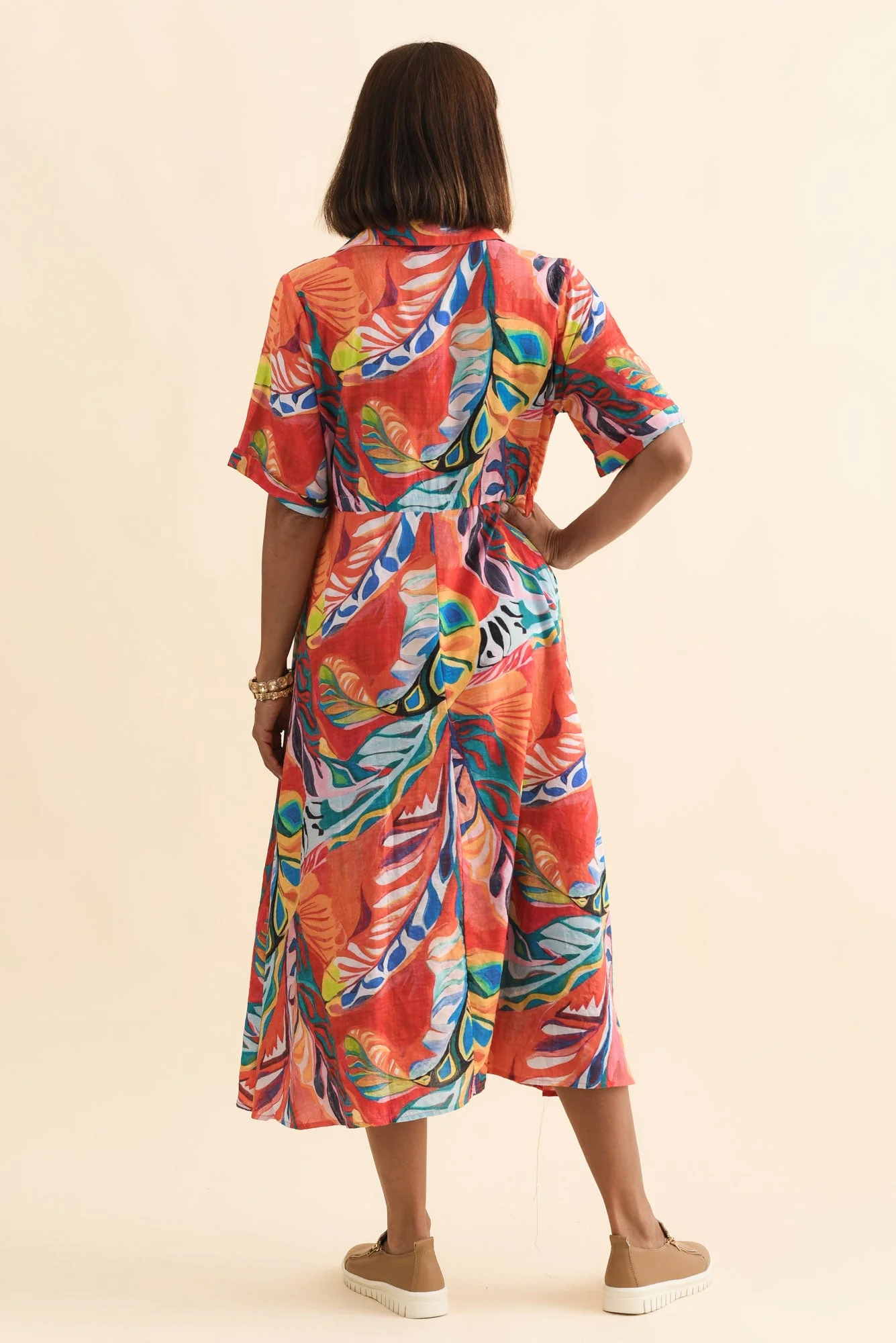 Leigh Red Tropical Tie Dress - Image 4
