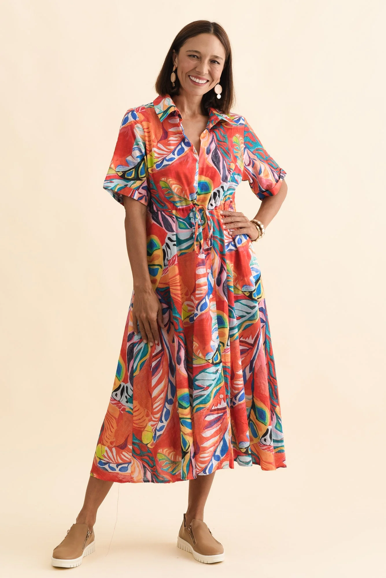 Leigh Red Tropical Tie Dress - Image 6