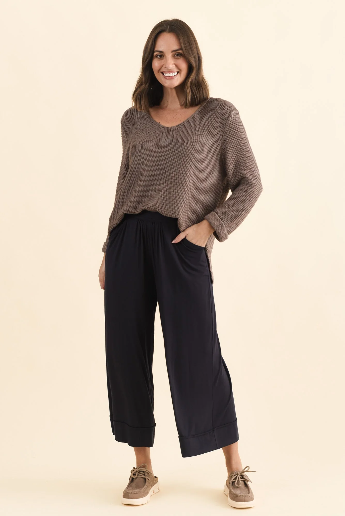 Lena Navy Micro Modal Resort Pants - Image 3