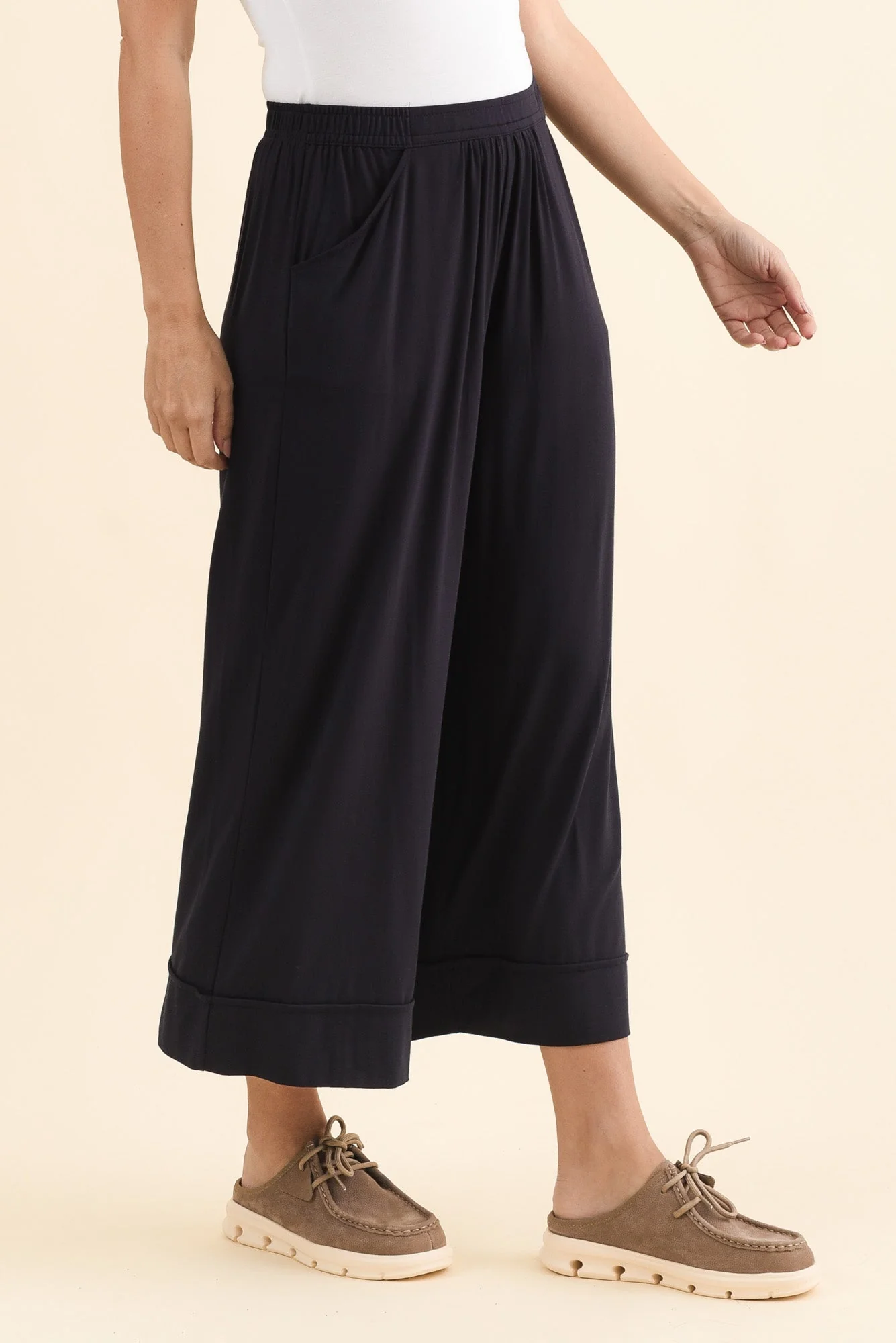 Lena Navy Micro Modal Resort Pants - Image 4