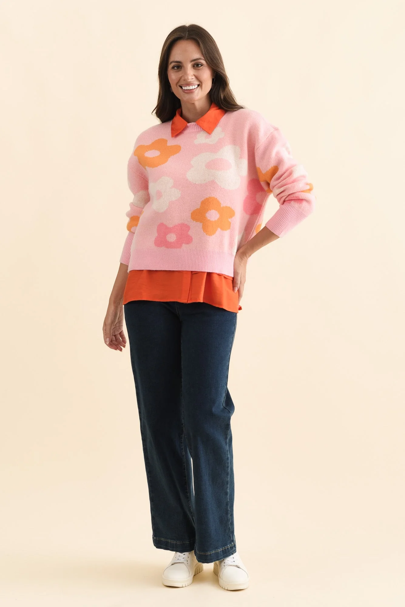 Leonie Pink Flower Knit Sweater - Image 2