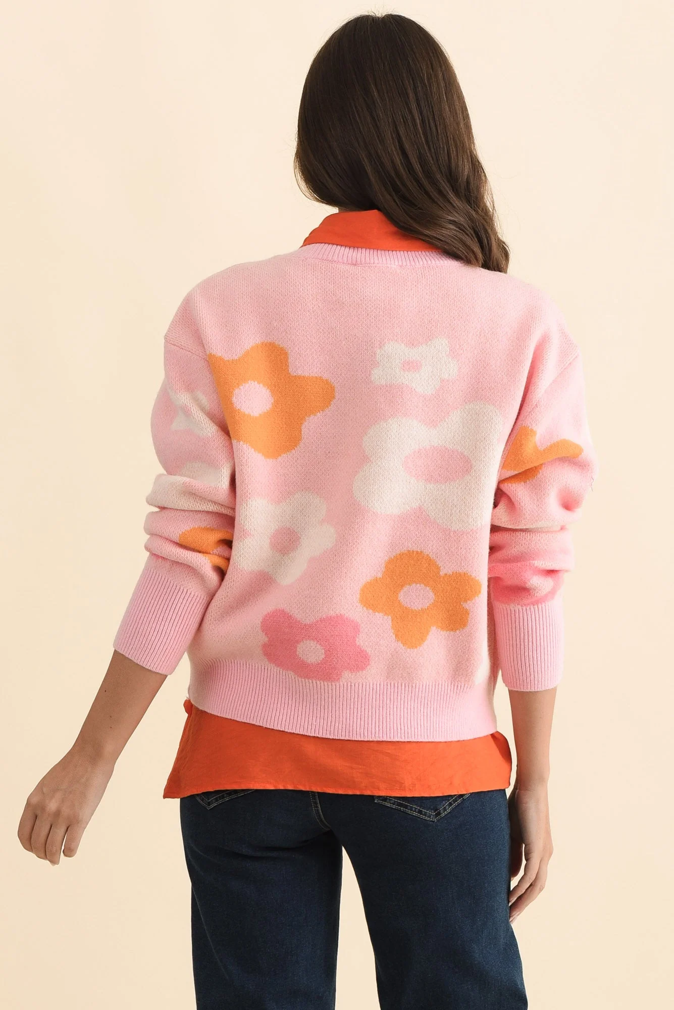 Leonie Pink Flower Knit Sweater - Image 4