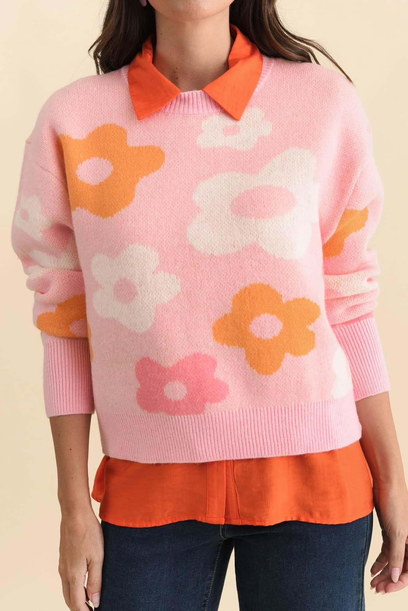 Leonie Pink Flower Knit Sweater - Image 5