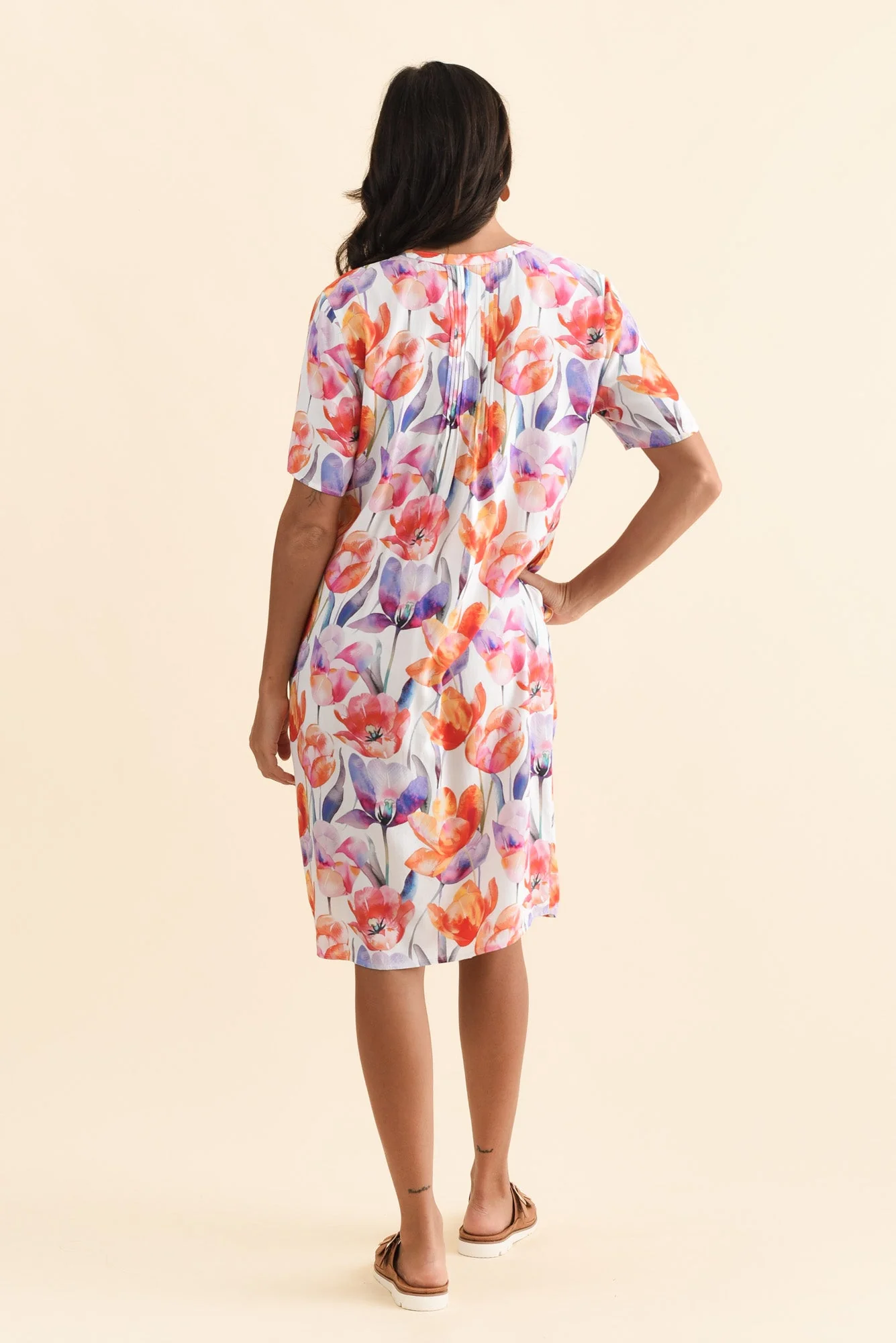 Leticia Orange Flower Midi Dress - Image 4
