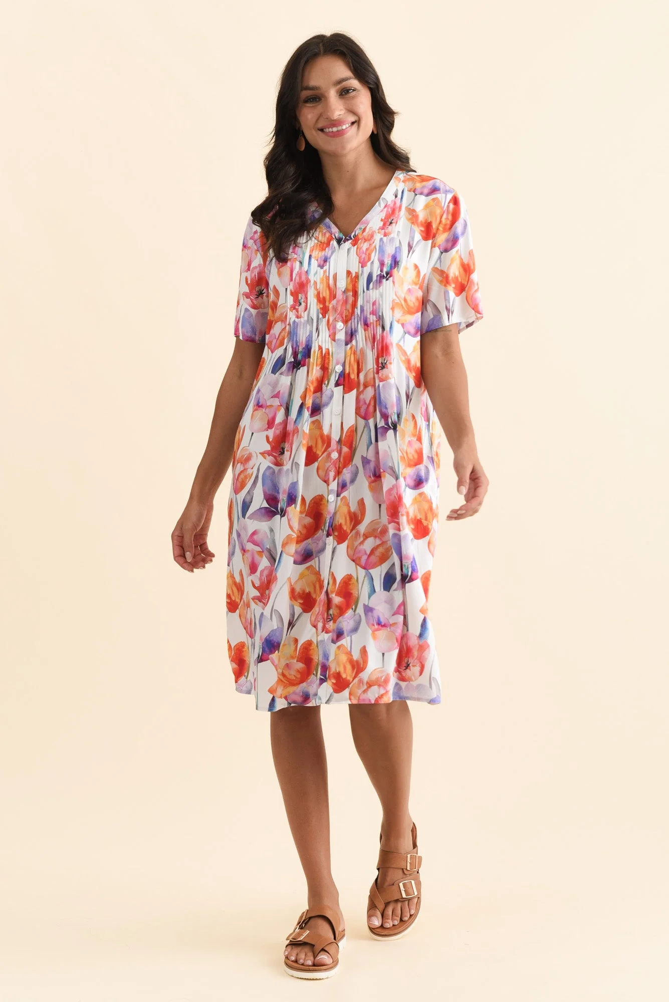 Leticia Orange Flower Midi Dress - Image 6