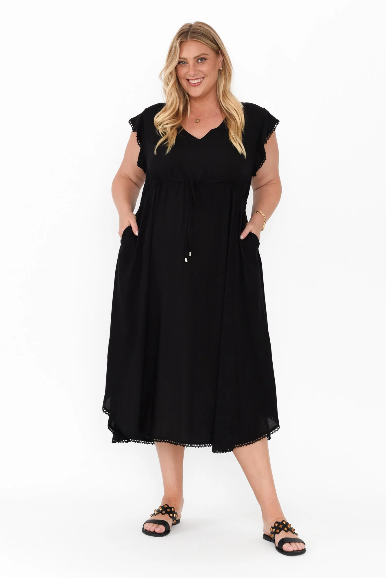 Libby Black Midi Dress - Image 11