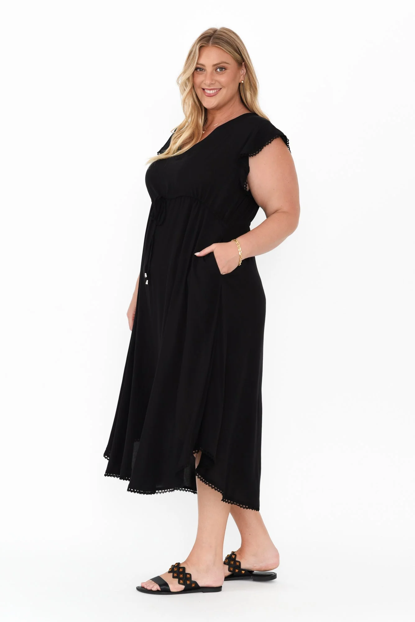Libby Black Midi Dress - Image 9