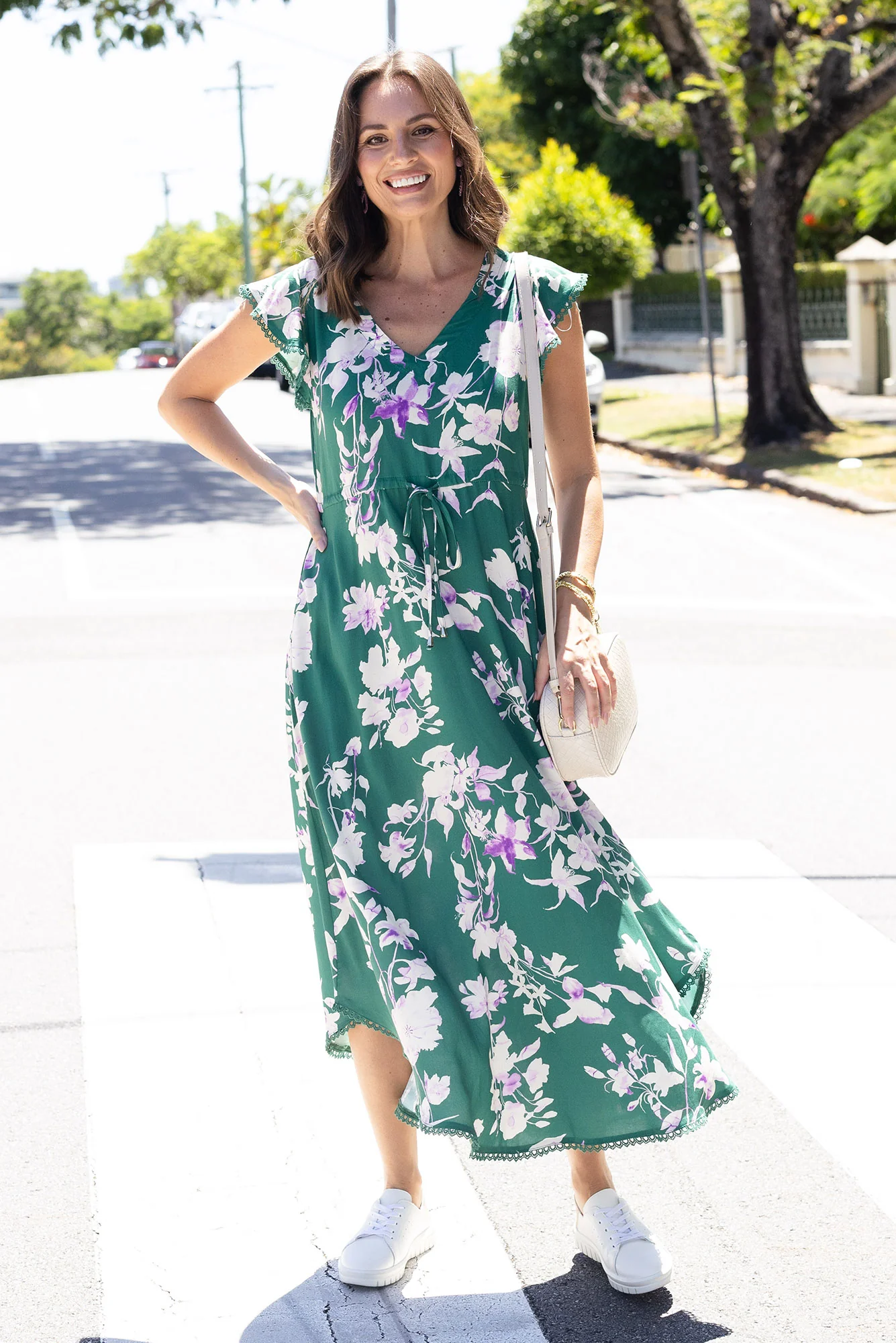 Libby Green Flower Midi Dress
