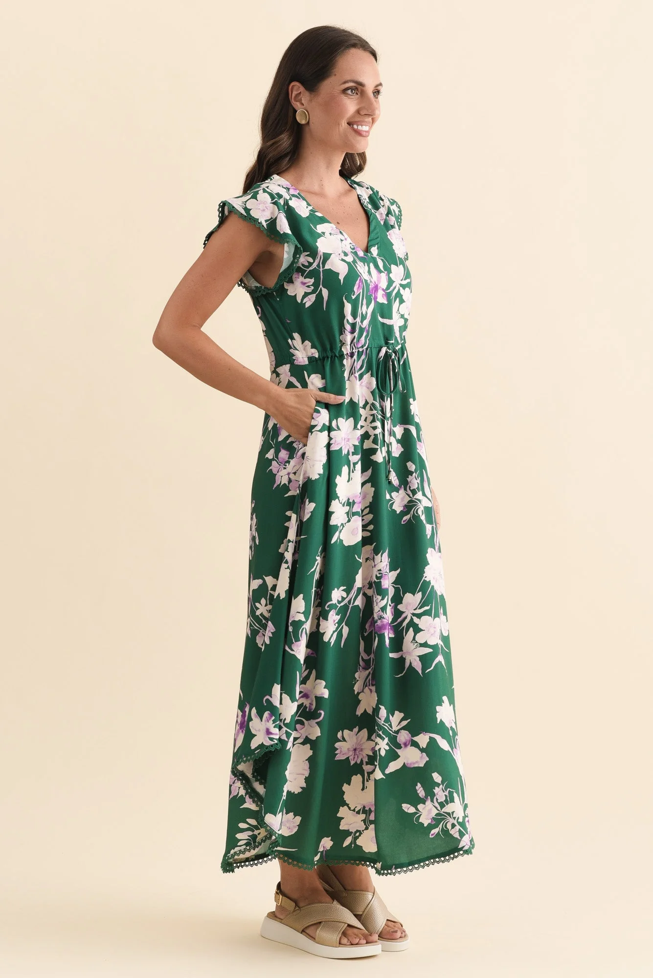 Libby Green Flower Midi Dress - Image 4