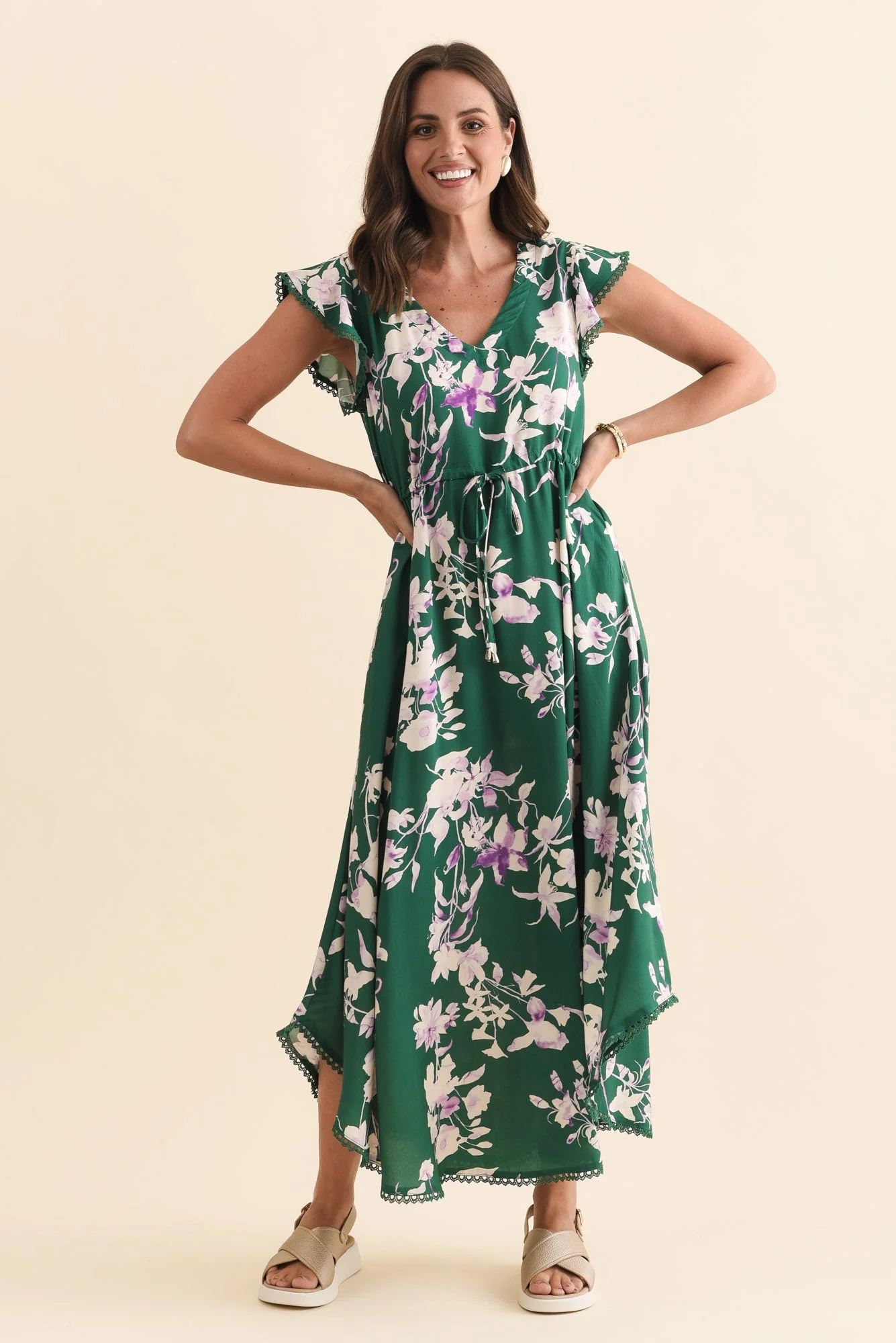Libby Green Flower Midi Dress - Image 7