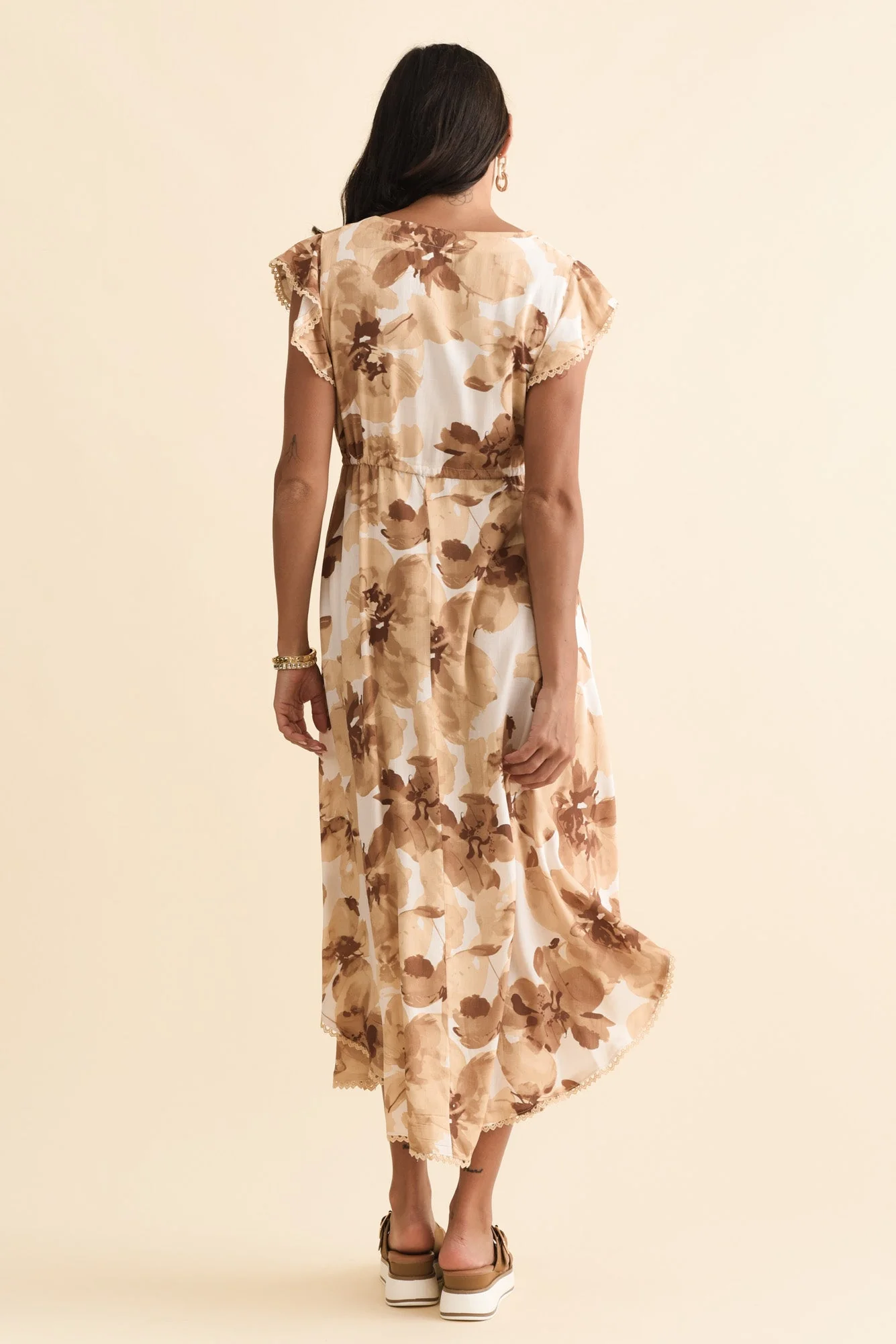 Libby Rust Flower Midi Dress - Image 5