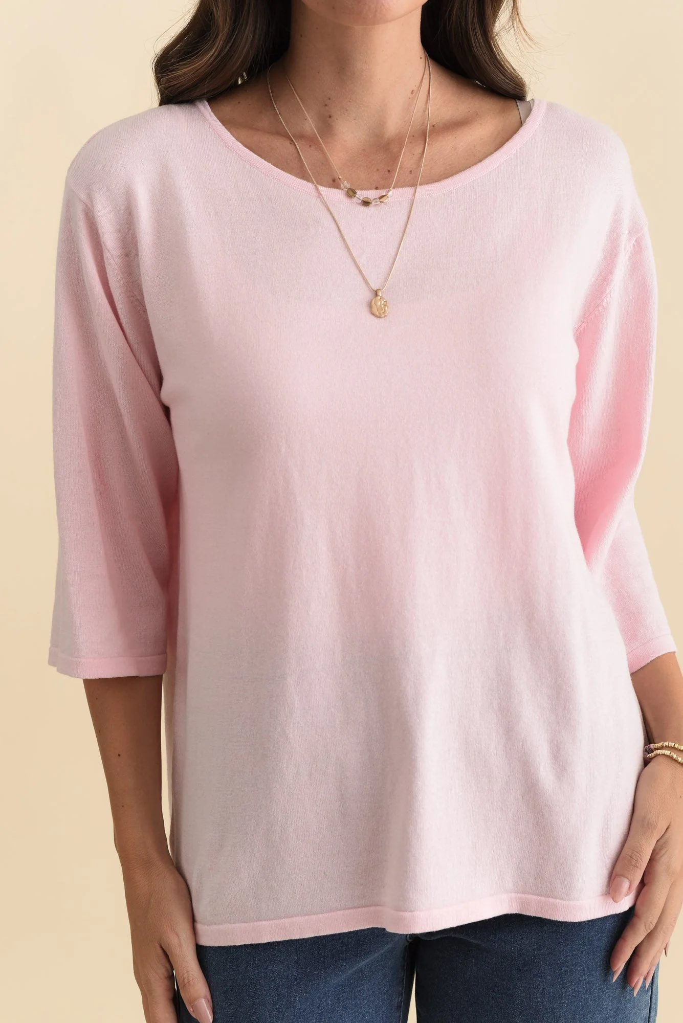 Liberty Pink Cotton Knit 3/4 Sleeve Top - Image 5
