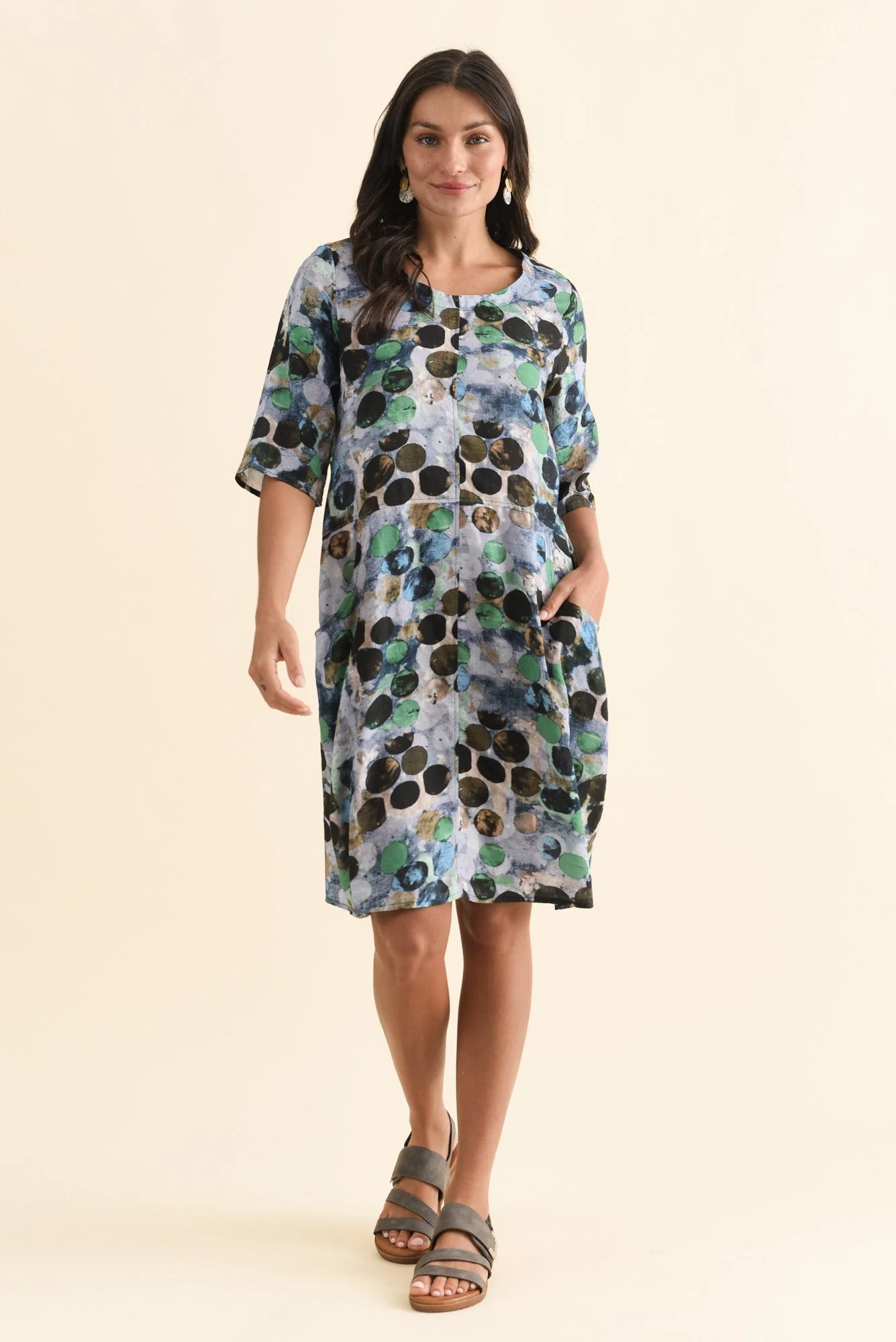 Lilibet Blue Spot Cotton Pocket Dress