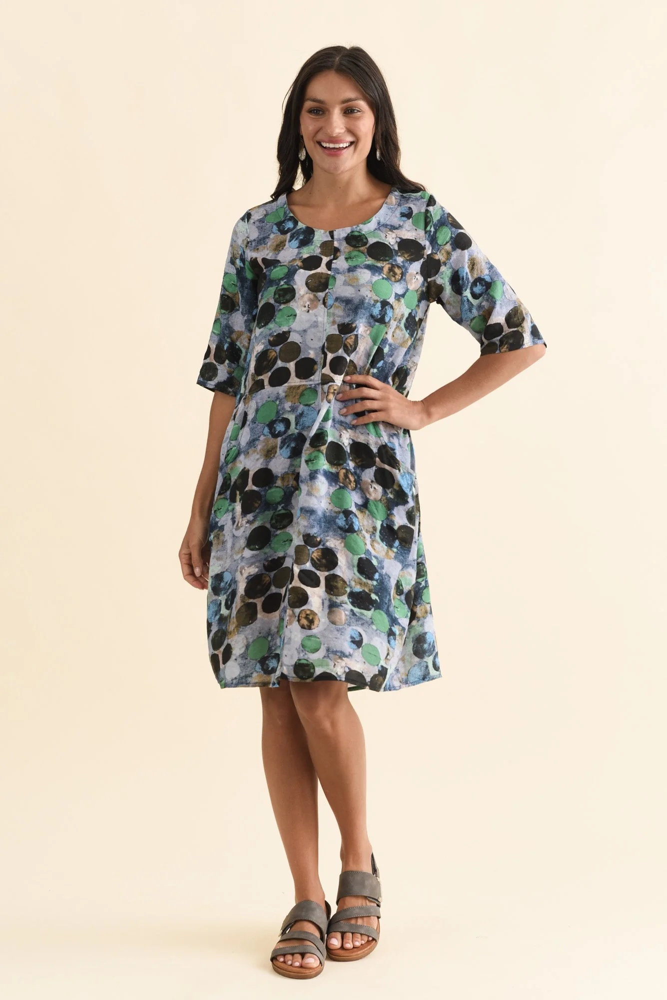 Lilibet Blue Spot Cotton Pocket Dress - Image 2