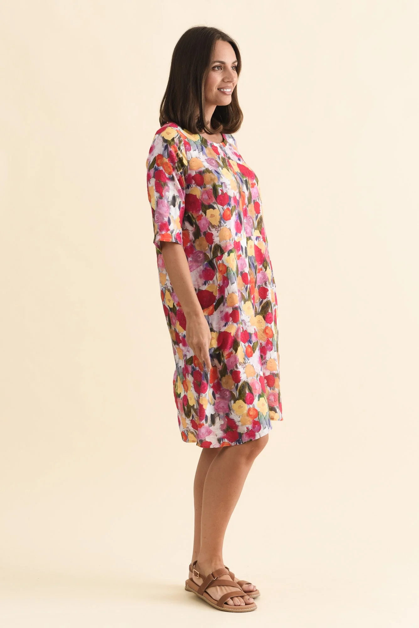 Lilibet Pink Floral Cotton Pocket Dress - Image 3