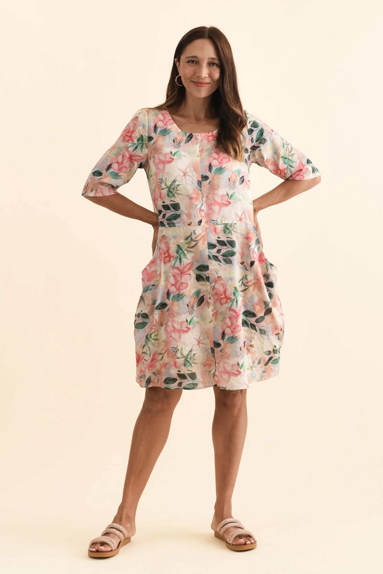 Lilibet Pink Wildflower Cotton Pocket Dress - Image 2