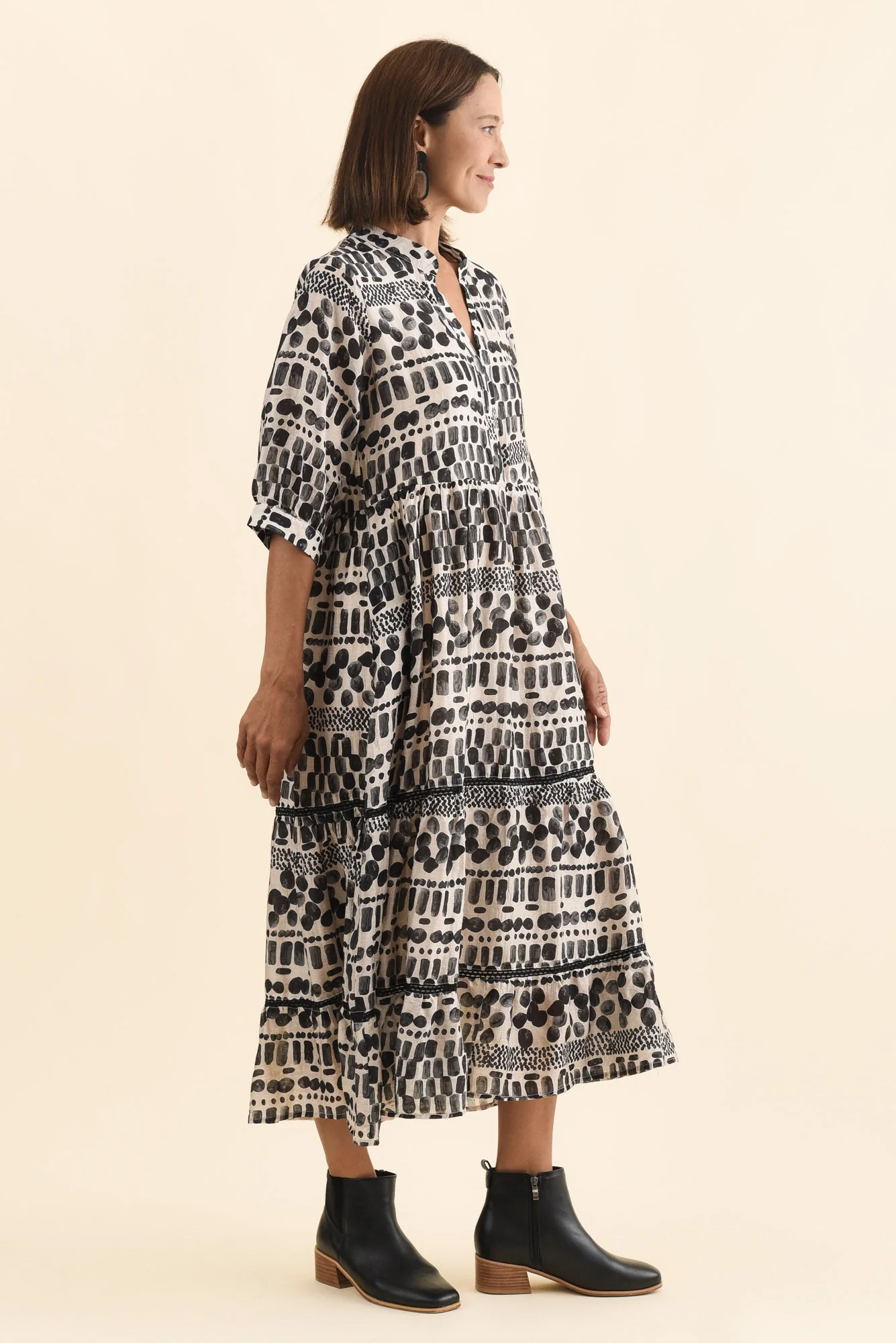 Lillian Black Spot Tier Dress - Image 3