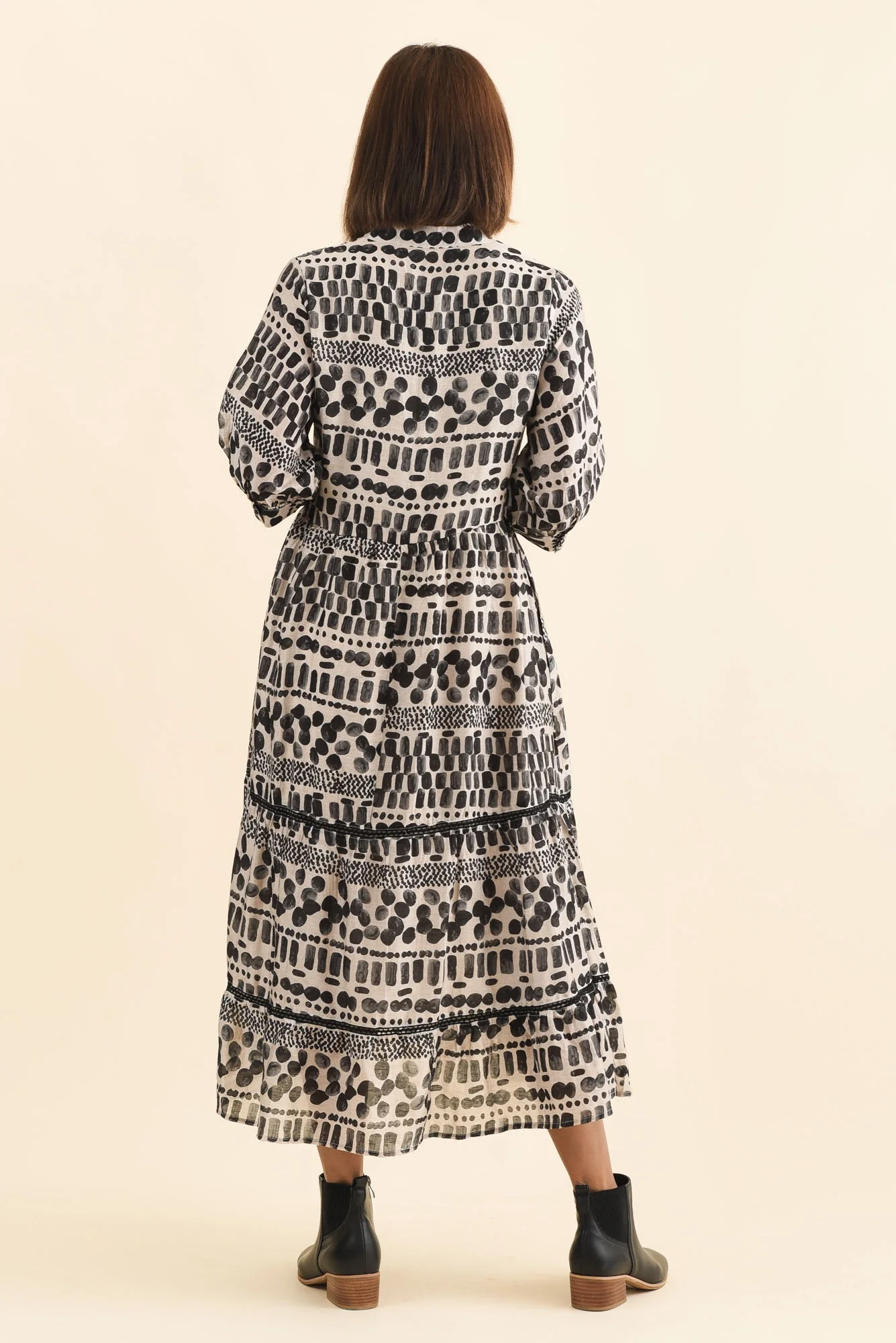 Lillian Black Spot Tier Dress - Image 4
