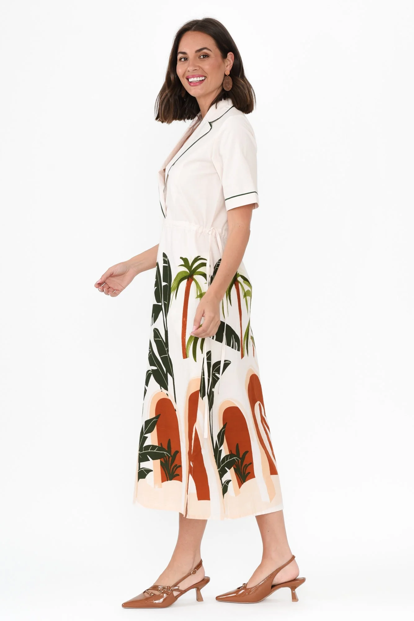 Lillie White Palm Cotton Poplin Dress - Image 3