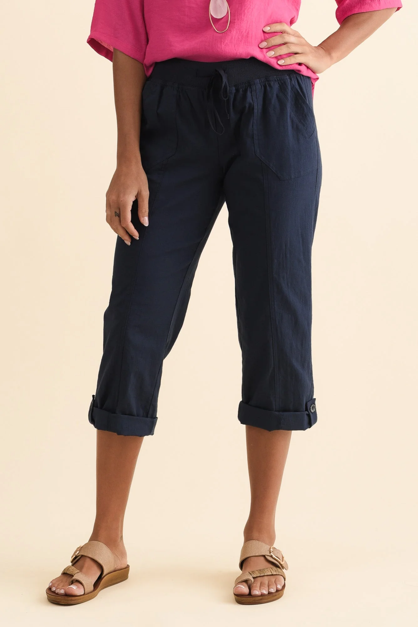 Lindsay Navy 7/8 Cargo Pants