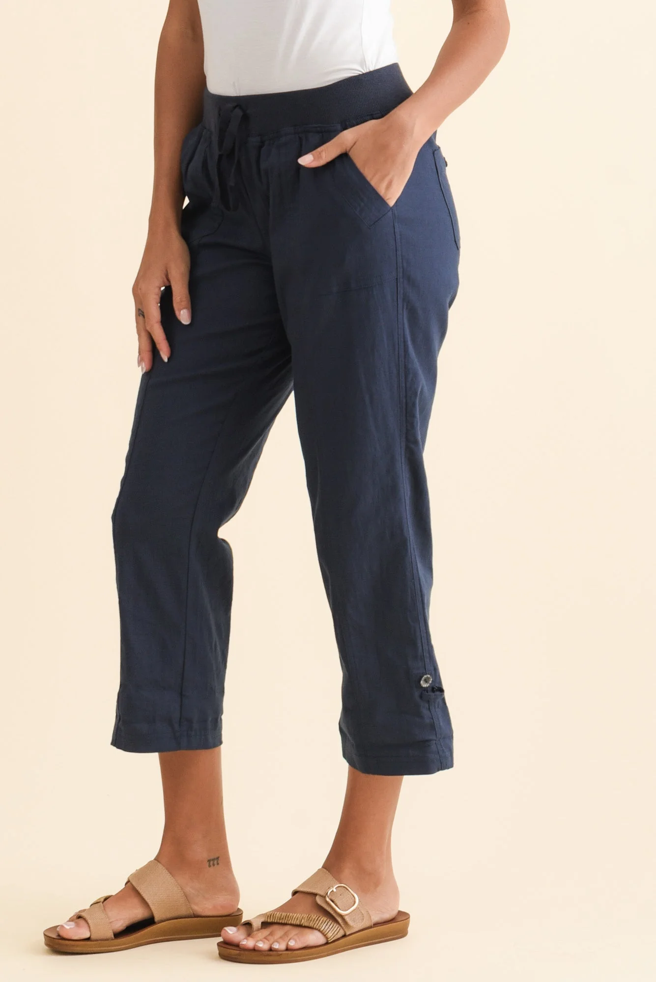 Lindsay Navy 7/8 Cargo Pants - Image 3