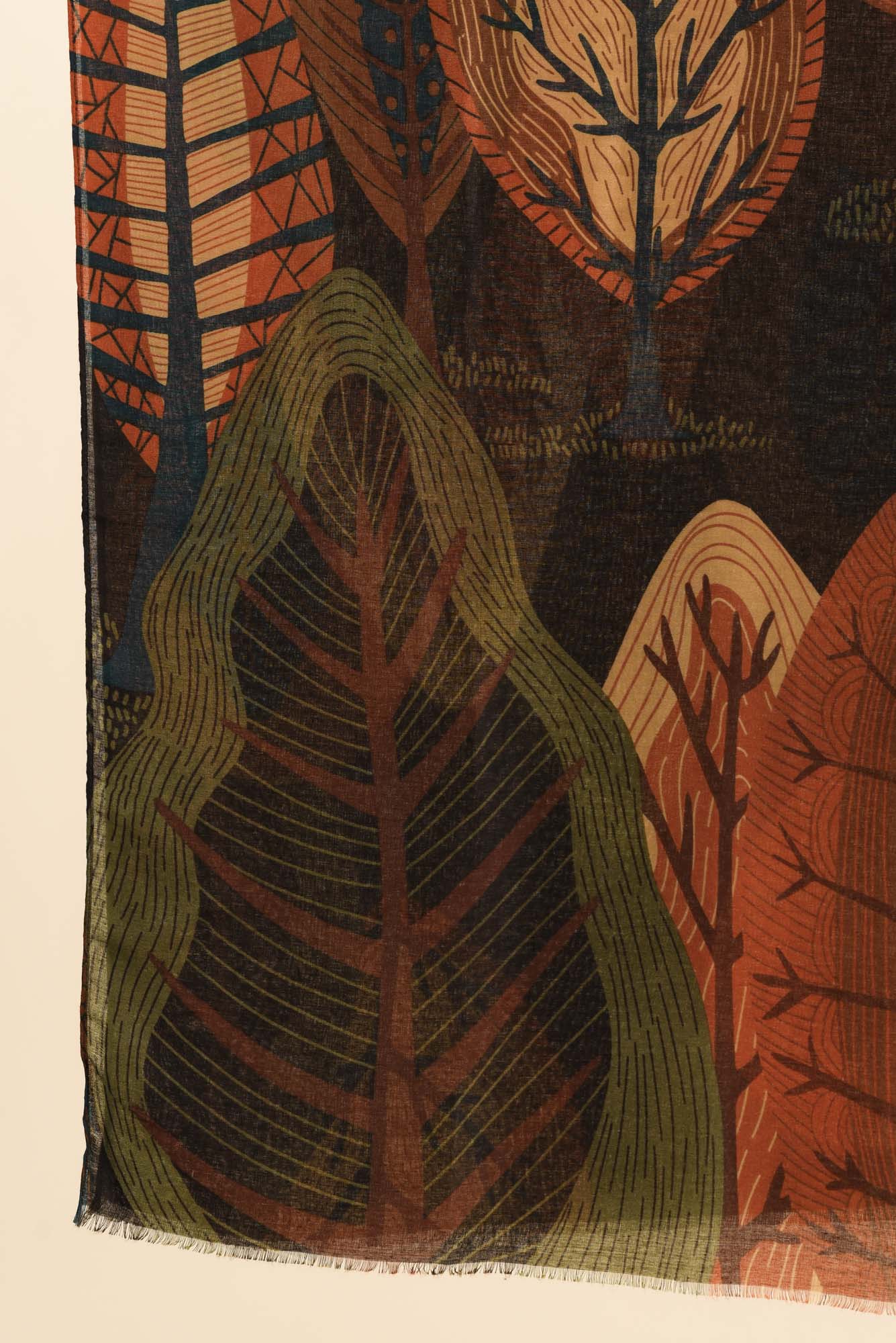 Linnea Brown Leaf Scarf - Image 3