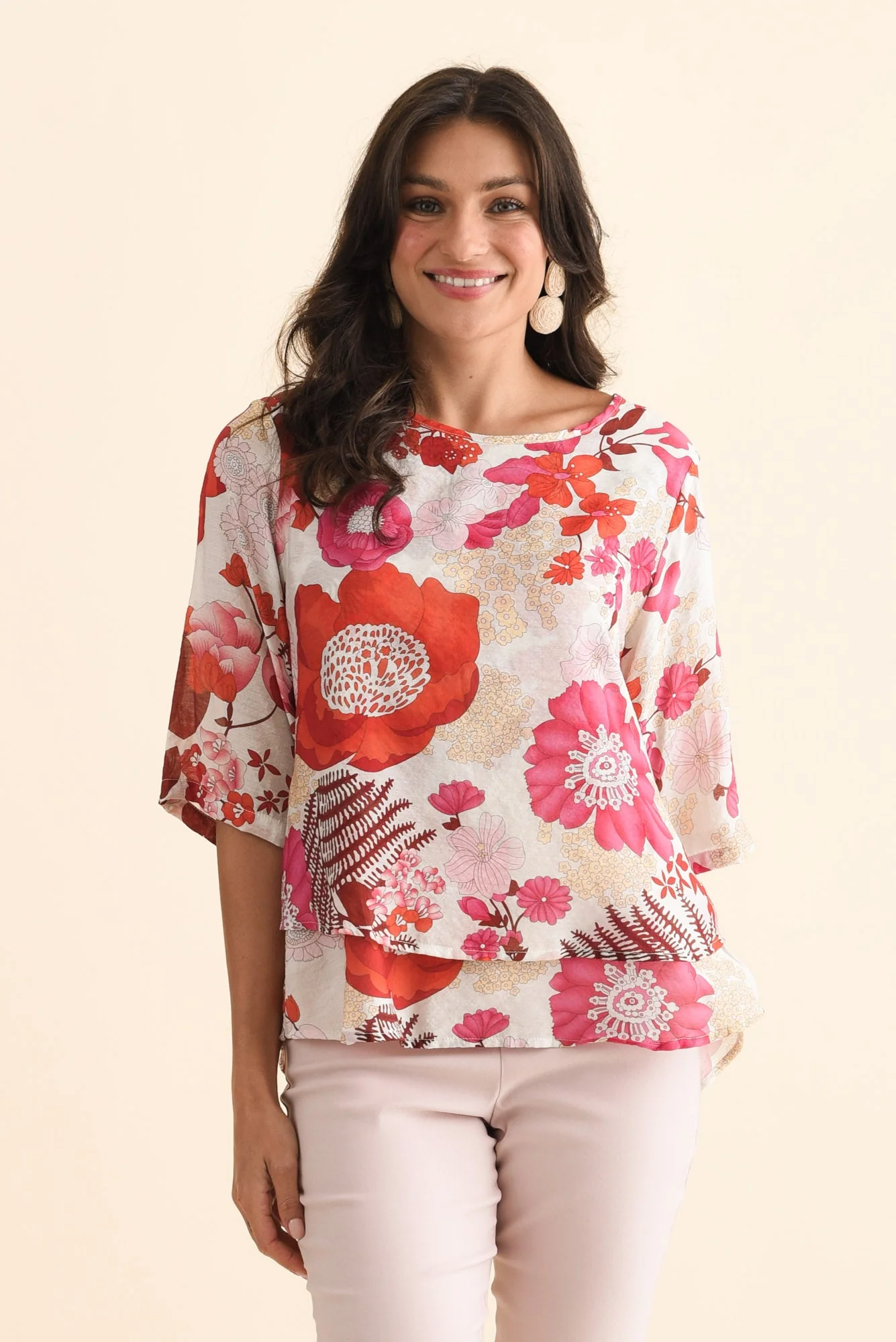Liora Orange Garden Layered Top