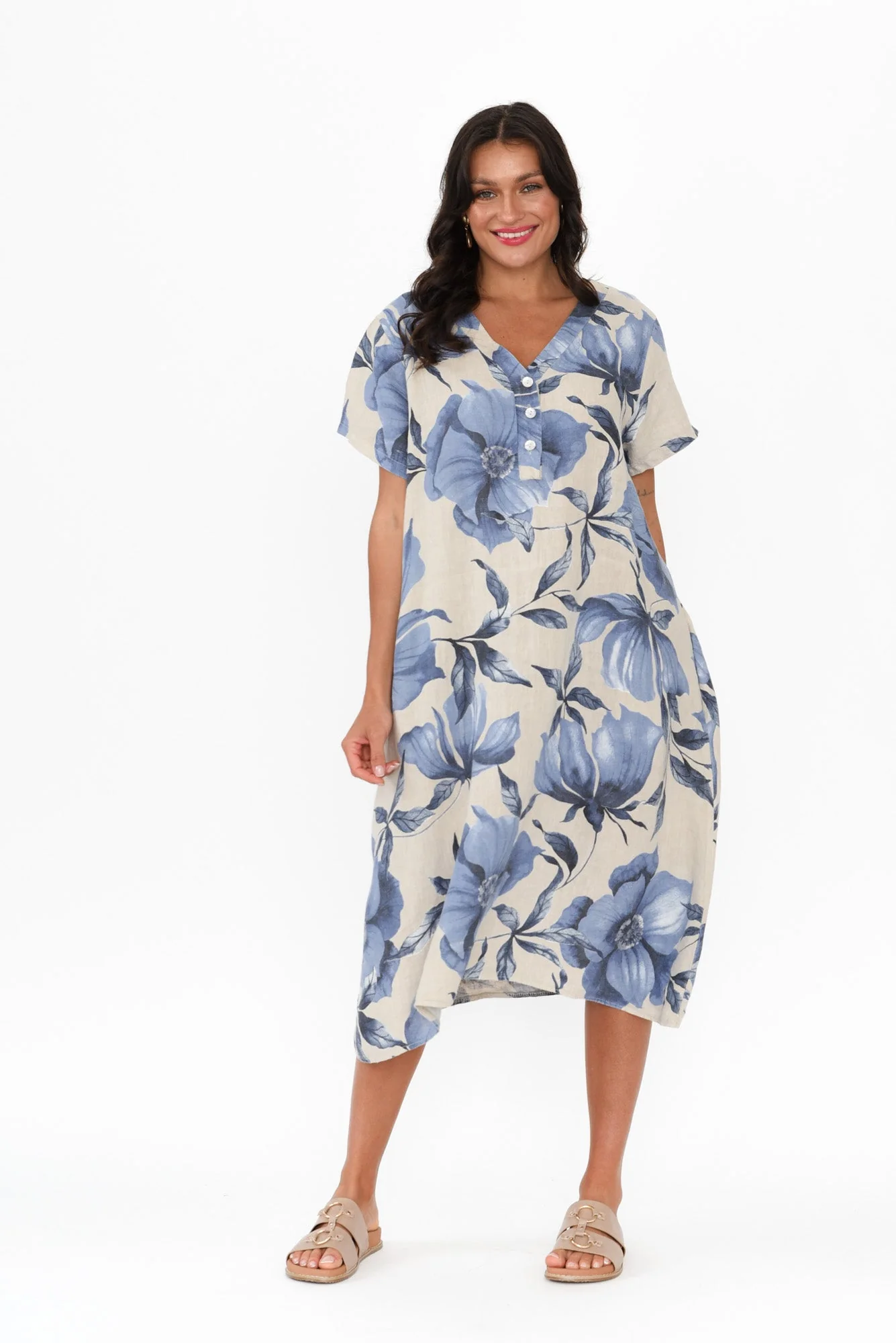 Louisiana Taupe Floral Button Dress - Image 2