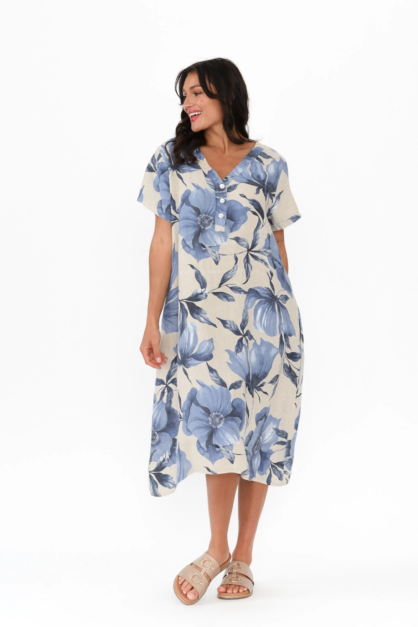 Louisiana Taupe Floral Button Dress - Image 6