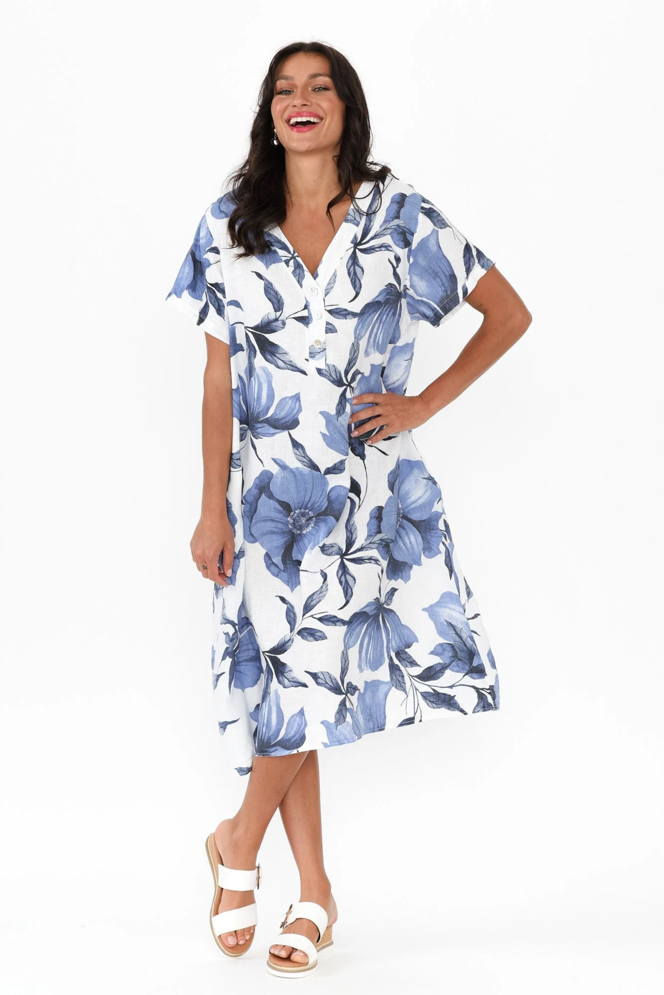 Louisiana White Floral Button Dress - Image 6
