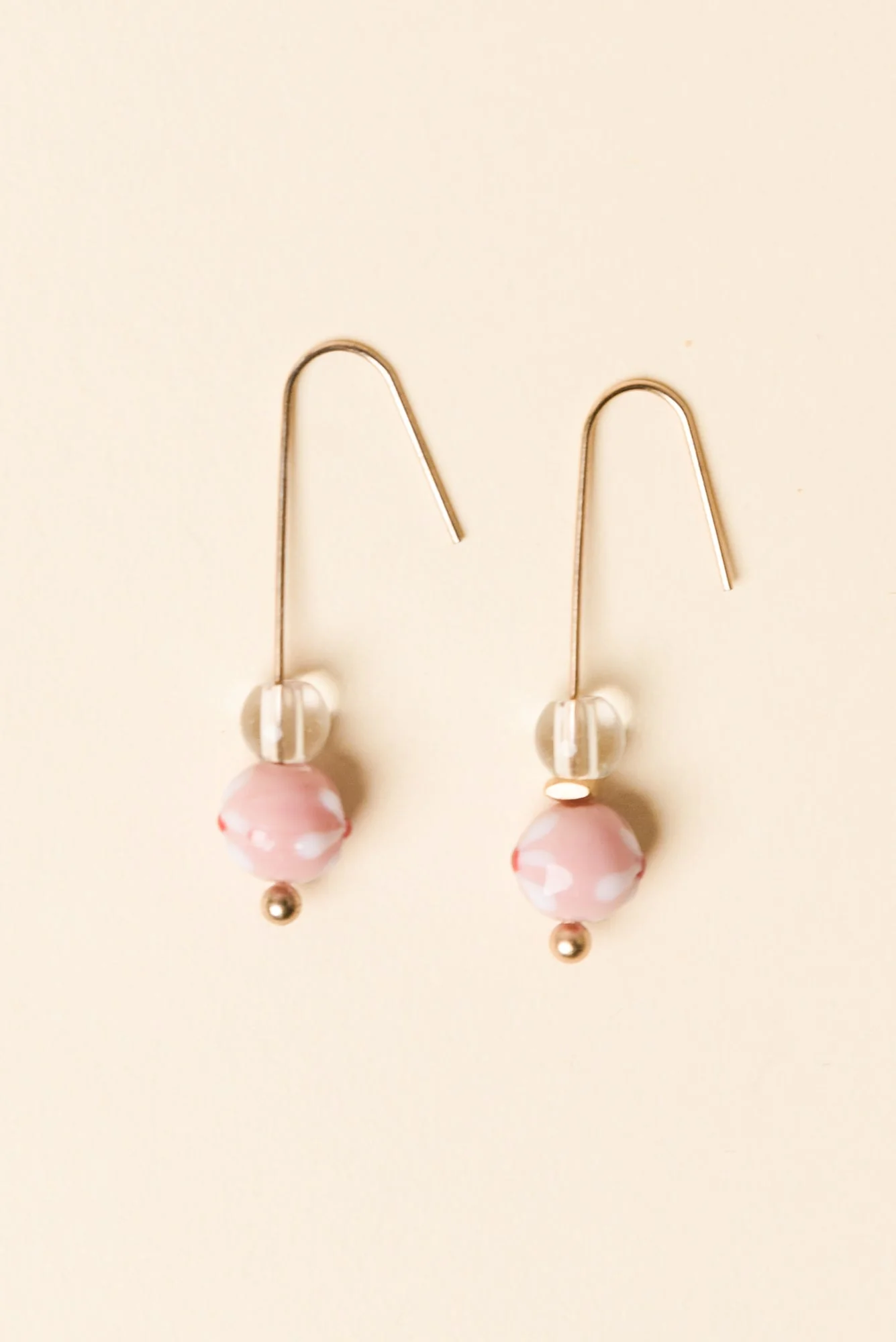 Lucky Pink Flower Hook Earrings